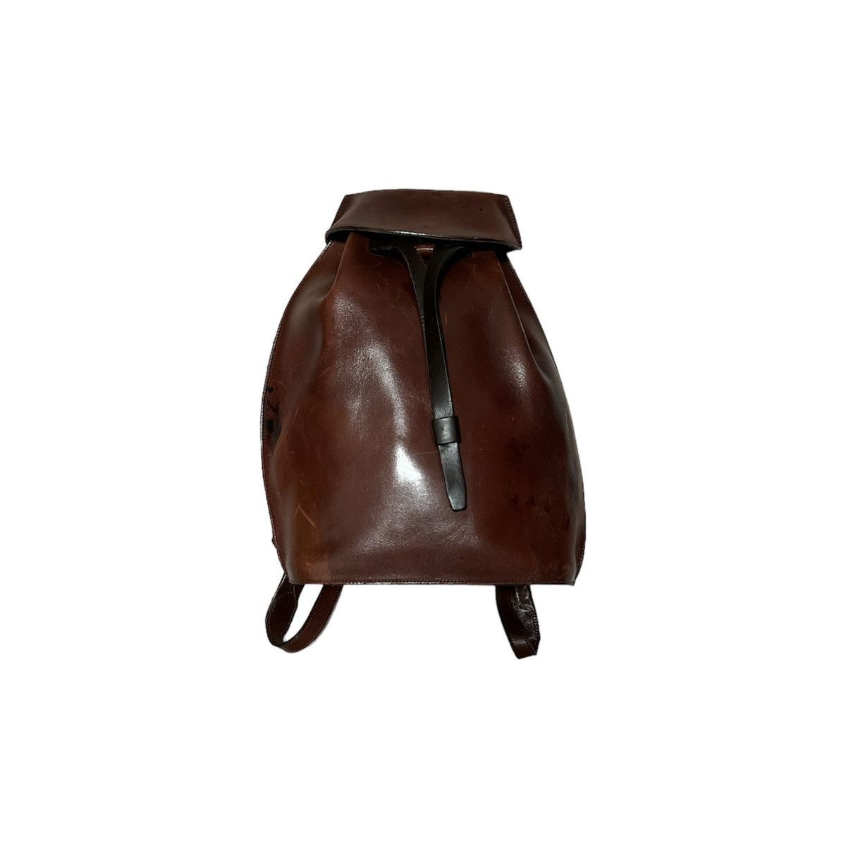 Issey Miyake Studio Leather Drawstring Rucksack Backpack