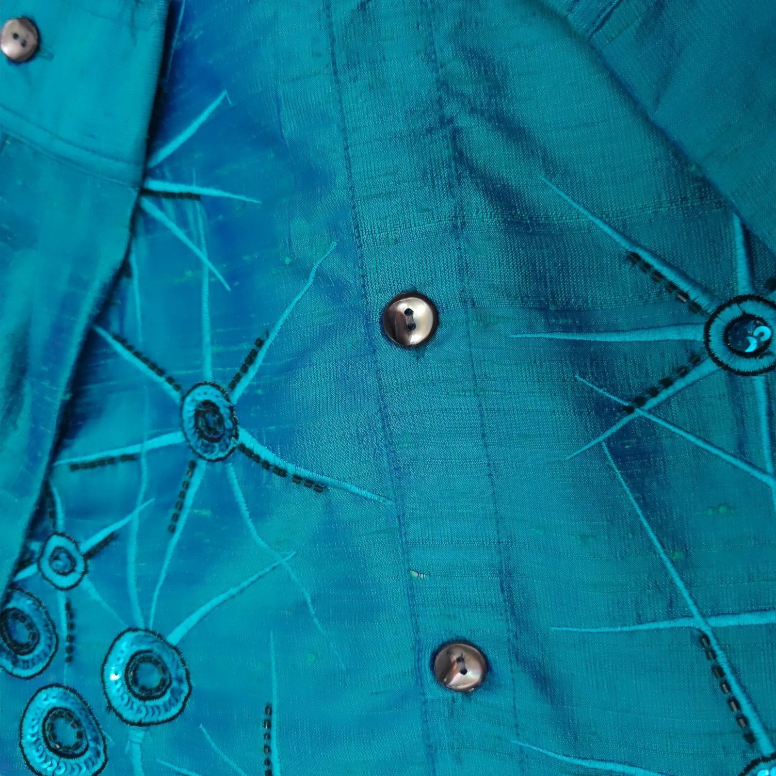 Other Bleu Bayou Silk Shirt L Starburst Sequin Cyber Y2K Whimsy Size L / US 10 / IT 46 - 18 Thumbnail