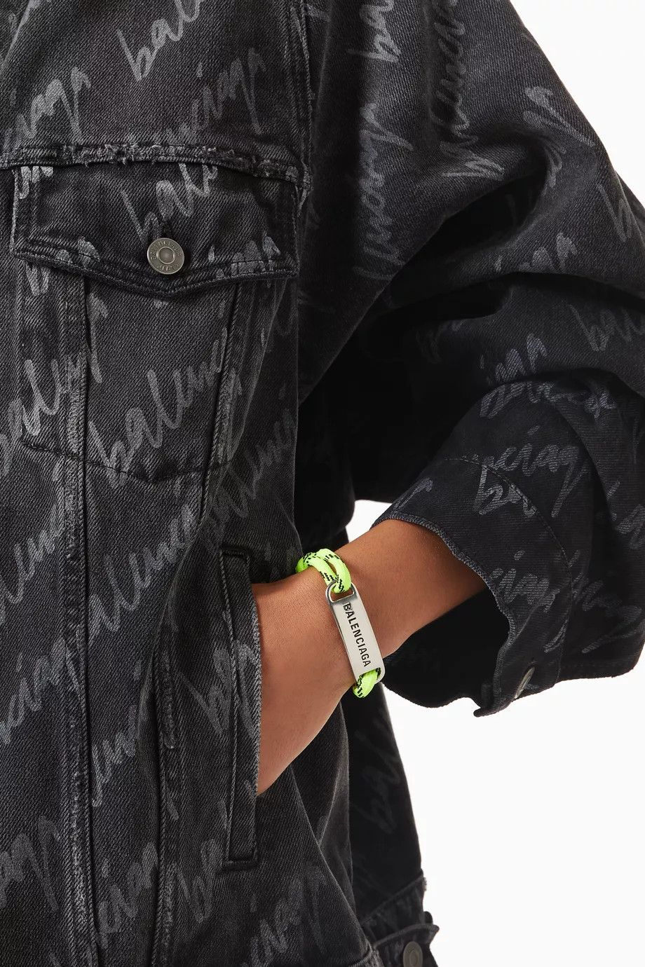 Balenciaga o1mt1gz0824 Size: OS / Plate Bracelet in Green/Silver Size ONE SIZE - 2 Thumbnail