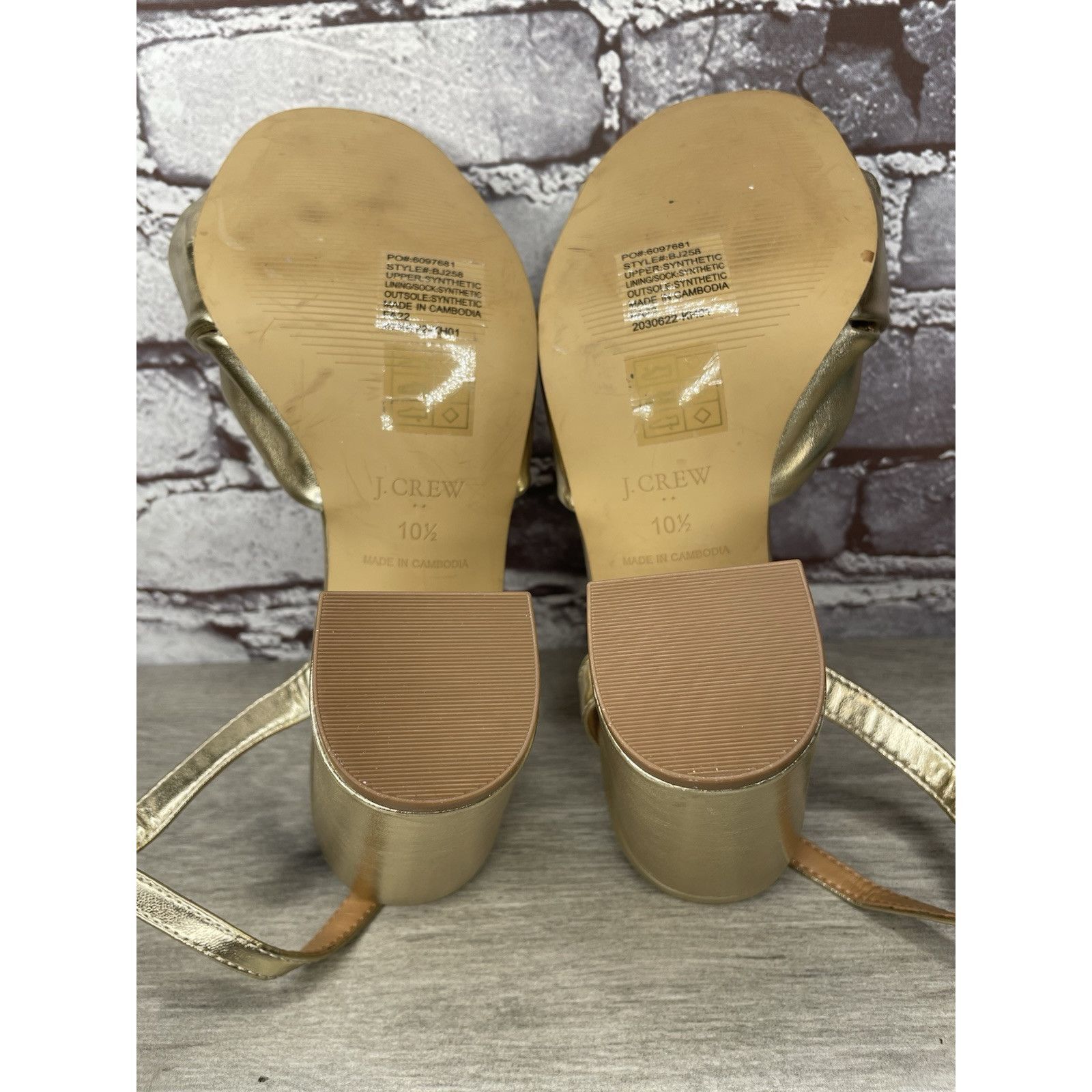 J.Crew J. Crew Gold Leather Knotted Heeled Ankle Strap Sandals Wome Size US 10.5 / IT 40.5 - 23 Thumbnail