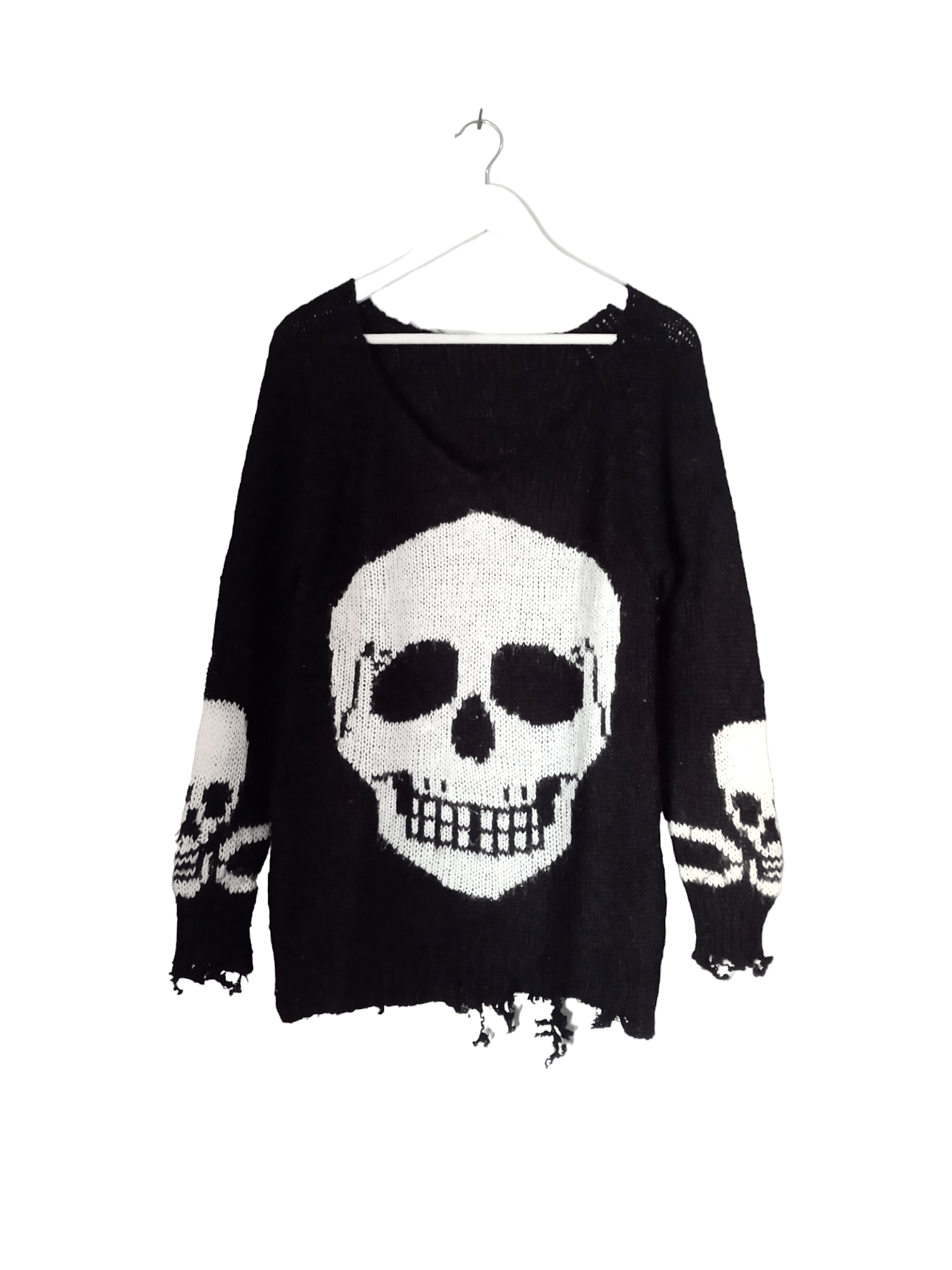 Distressed Big skull girls Mesh knit