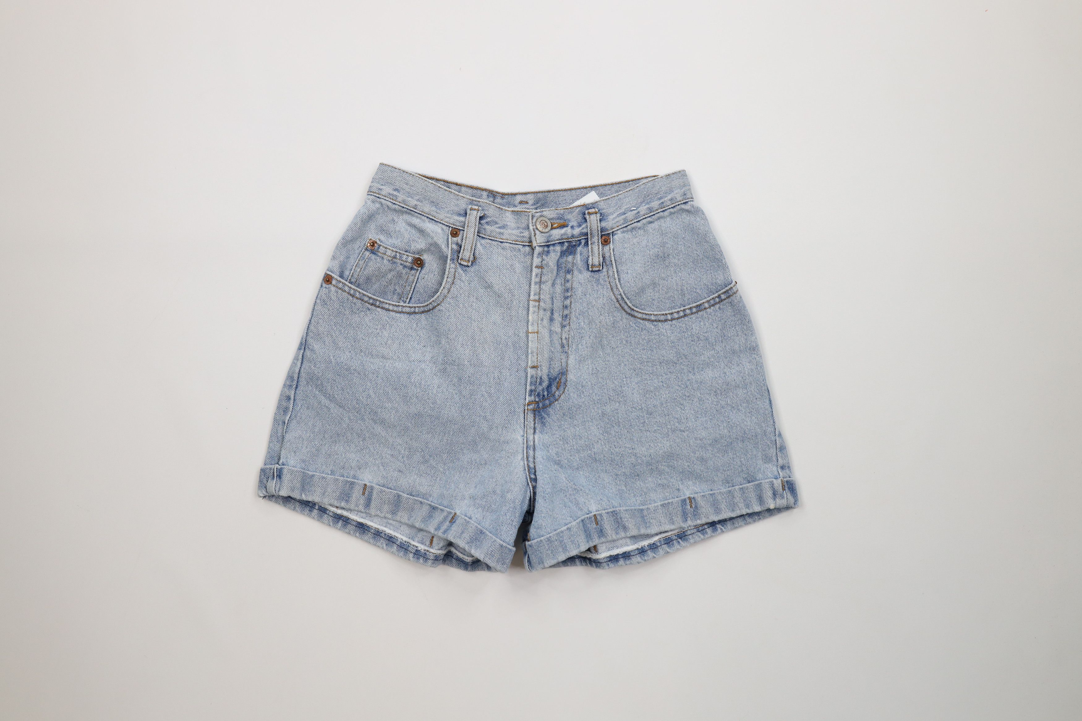 Vintage Vintage 90s Streetwear Cuffed Denim Jean Shorts Jorts USA Size 27" / US 4 / IT 40 - 1 Thumbnail
