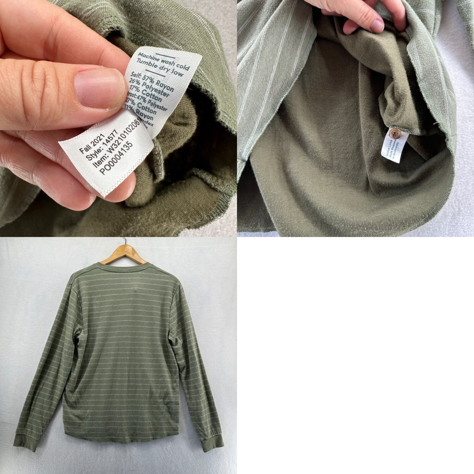 Marine Layer VINTAGE Marine Layer Henley Green Striped Large Crewneck Cotton Mens Size Medium Size US M / EU 48-50 / 2 - 8 Thumbnail