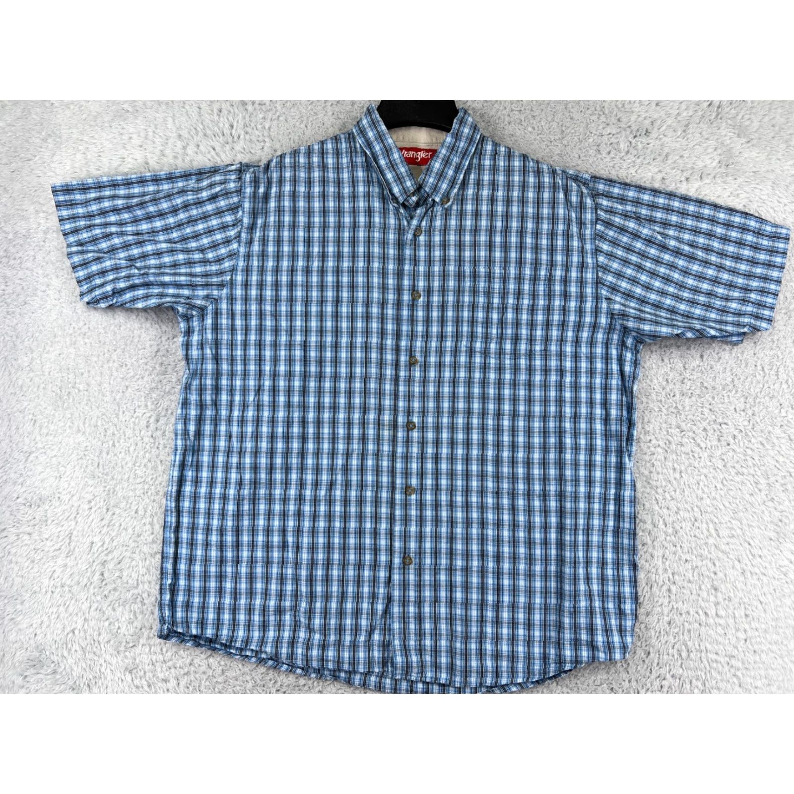 Wrangler Wrangler Shirt Mens Large Blue Plaid 100% Cotton Western Button-Up Pocket Size US L / EU 52-54 / 3 - 2 Thumbnail