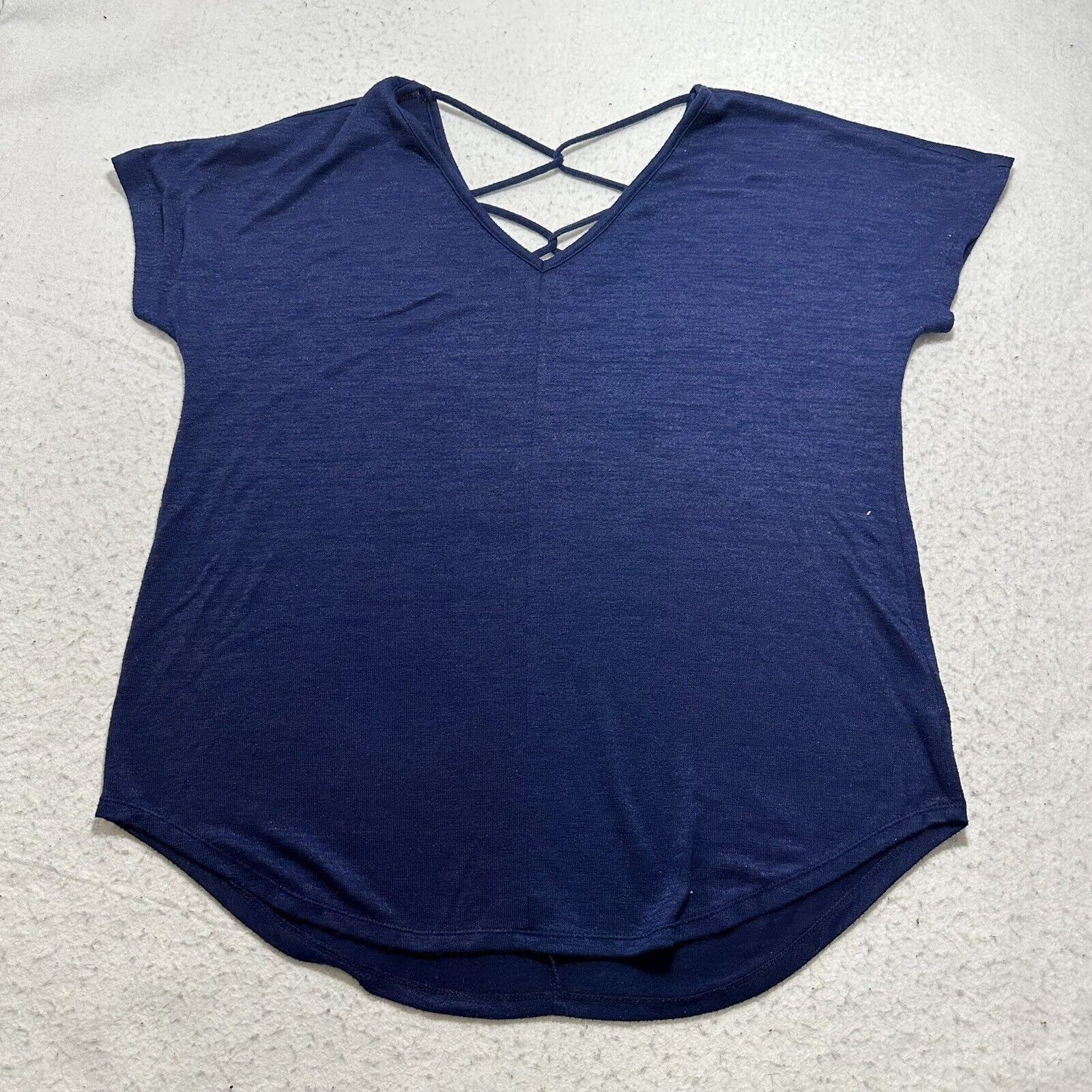 Other A.N.A. Large V-Neck Navy Blue Knit Round Hem T-Shirt Size L / US 10 / IT 46 - 1 Thumbnail