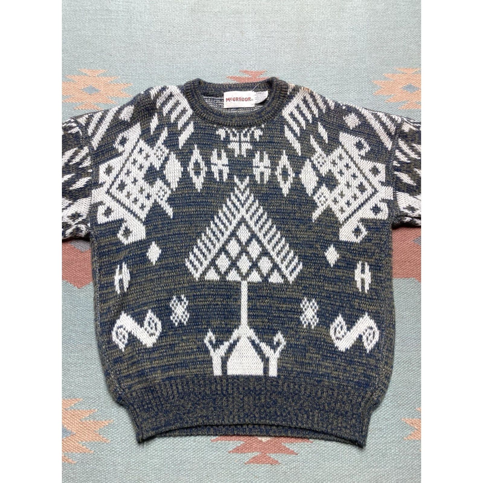 McGregor VINTAGE McGregor Geometric Knit Sweater Pullover 80s Small Gray Men S Acrylic Knit Geometric 80s Mens Size US S / EU 44-46 / 1 - 2 Thumbnail