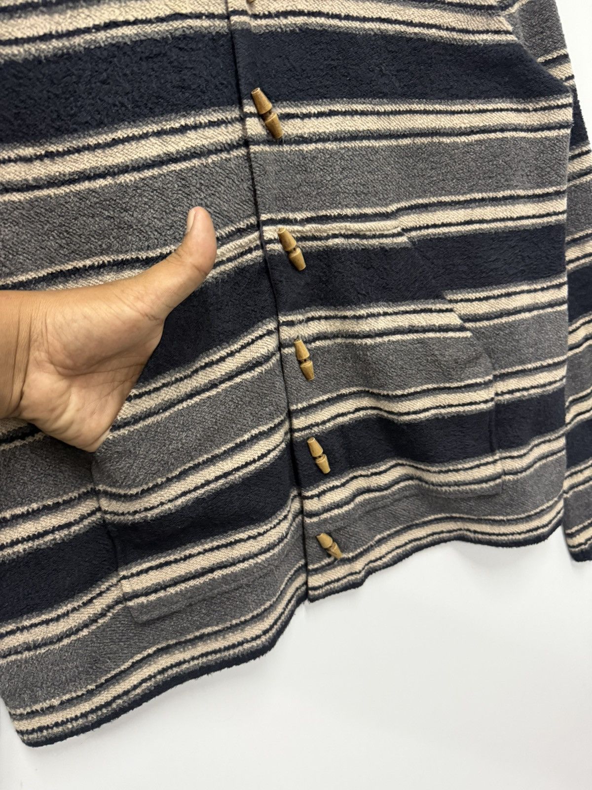 Hai Sporting Gear 🔥 HaiSportingGear Issey Miyake Stripe Blanket Button Hoodie Size M / US 6-8 / IT 42-44 - 4 Thumbnail