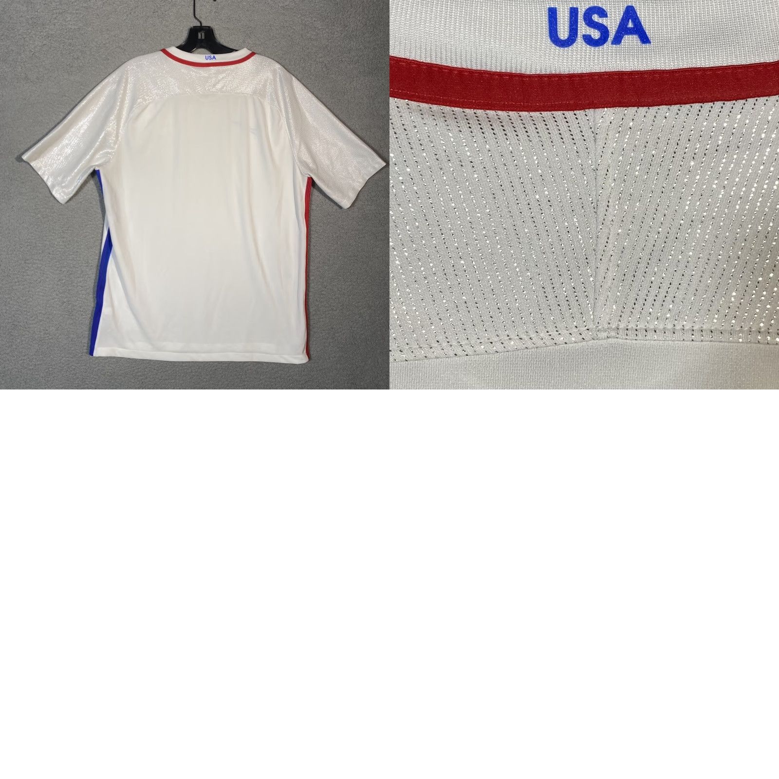 Nike Nike USA Soccer Jersey SHIMMER Sleeves Women Large L White Short Sleeve V-Neck Pullover Nike Dry Activewear Top Size L / US 10 / IT 46 - 9 Thumbnail