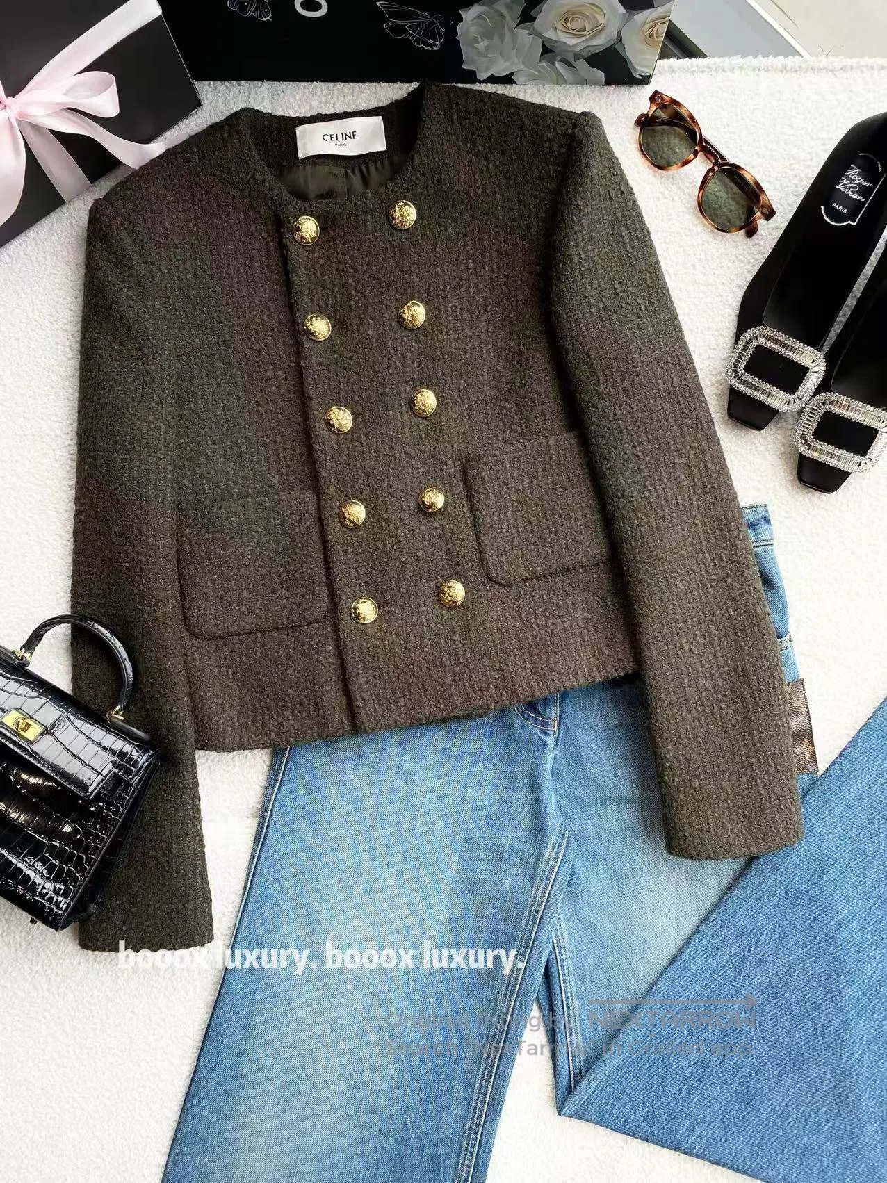 Celine Celine Tweed double-breasted coat| Size XXS / US 00 / IT 34 - 1 Thumbnail