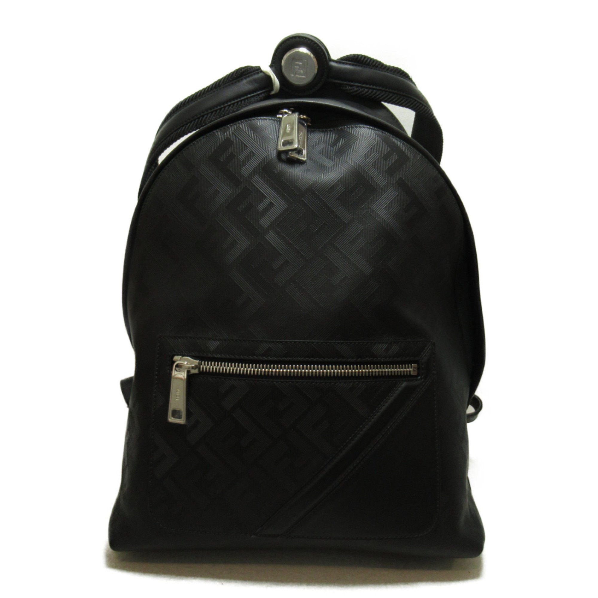 image of Fendi Chiord Shadow Diagonal Backpack Black Leather 7Vz076Apdof0Gxn, Women's