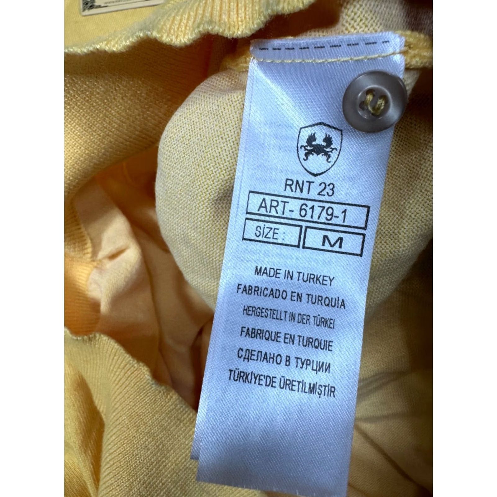 Vintage RNT23 Womens Polo Shirt Short Sleeve Tunic Sz M Yellow Viscose Blend Knit Size M / US 6-8 / IT 42-44 - 7 Thumbnail