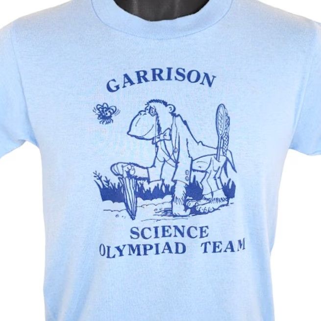Jerzees VINTAGE Jerzees Science Olympiad T Shirt Mens XS Blue 80s Garrison STEM Made In USA Size US XS / EU 42 / 0 - 2 Thumbnail