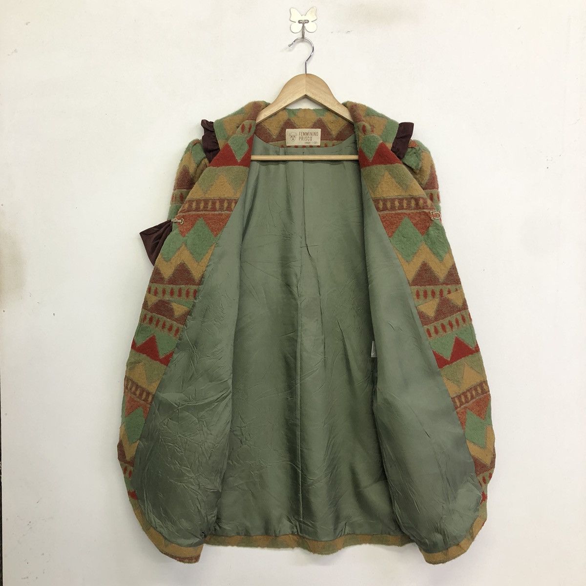 Japanese Brand Femminino Prisco Motive Stripe Design Wool Outer Jacket Size XS / US 0-2 / IT 36-38 - 3 Thumbnail