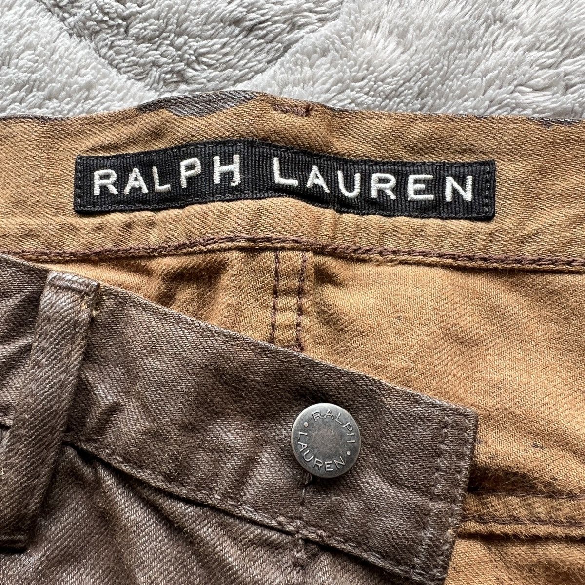 Ralph Lauren 🔥 Ralph Lauren Coated Cargo Pants Brown Tactical Utility Size US 31 - 19 Thumbnail