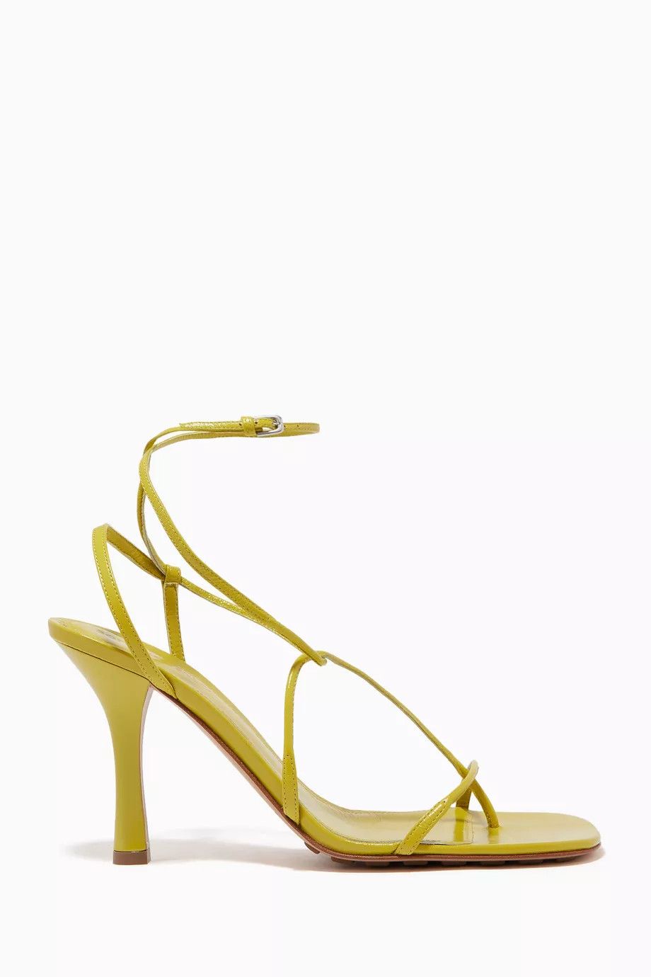 Bottega Veneta o1y0725 Spool Heel Sandals in Lime Green Size US 7 / IT 37 - 1 Thumbnail