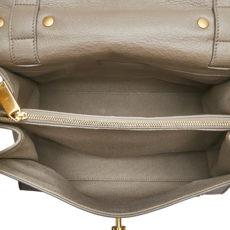 Saint Laurent Paris Saint Laurent Leather Canvas Muse Two Shoulder Bag Gray Size ONE SIZE - 4 Thumbnail