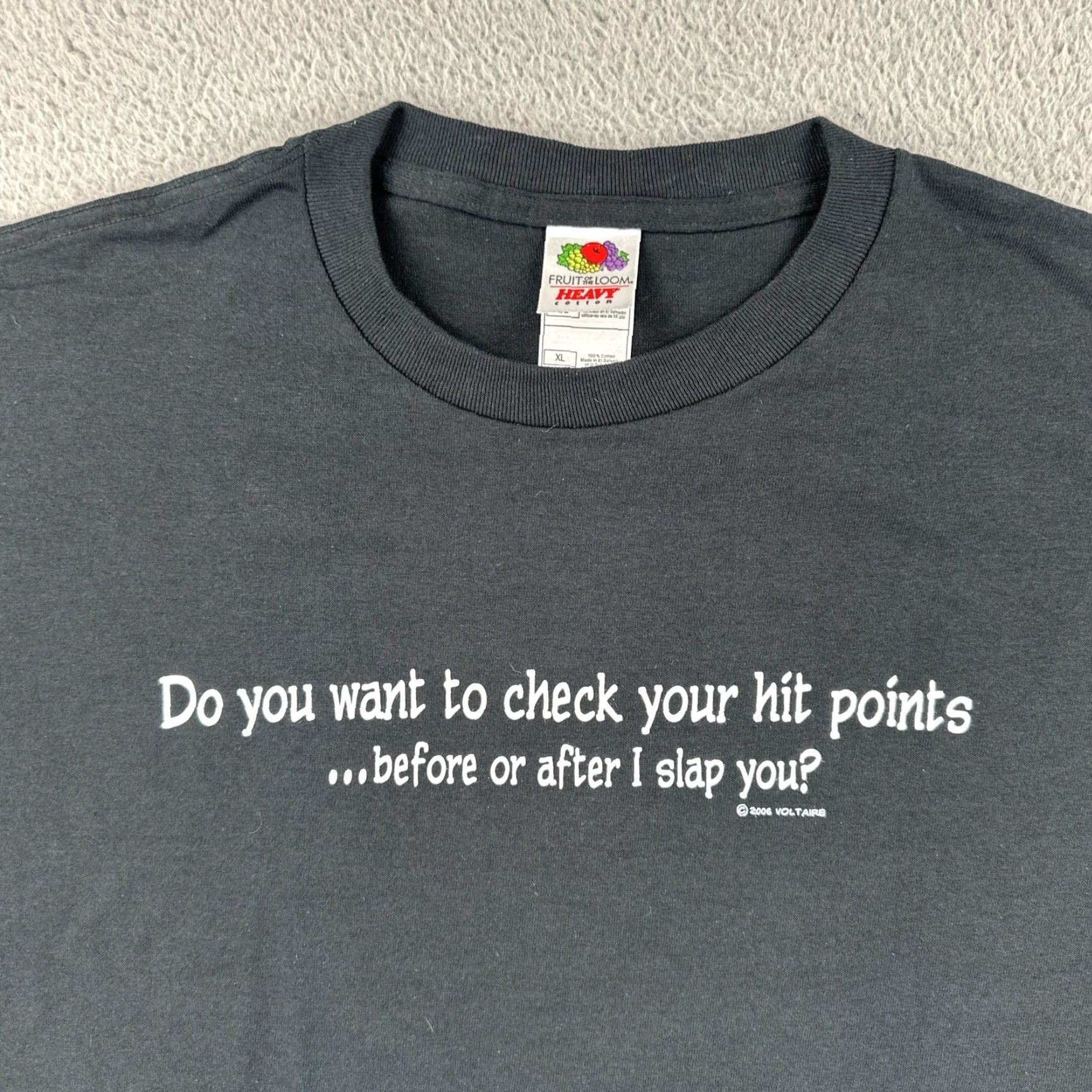 Fruit Of The Loom VINTAGE Fruit of the Loom T-Shirt Black XL Crew Neck Short Sleeve Funny Sarcastic Humor Tee Men Size US XL / EU 56 / 4 - 5 Thumbnail