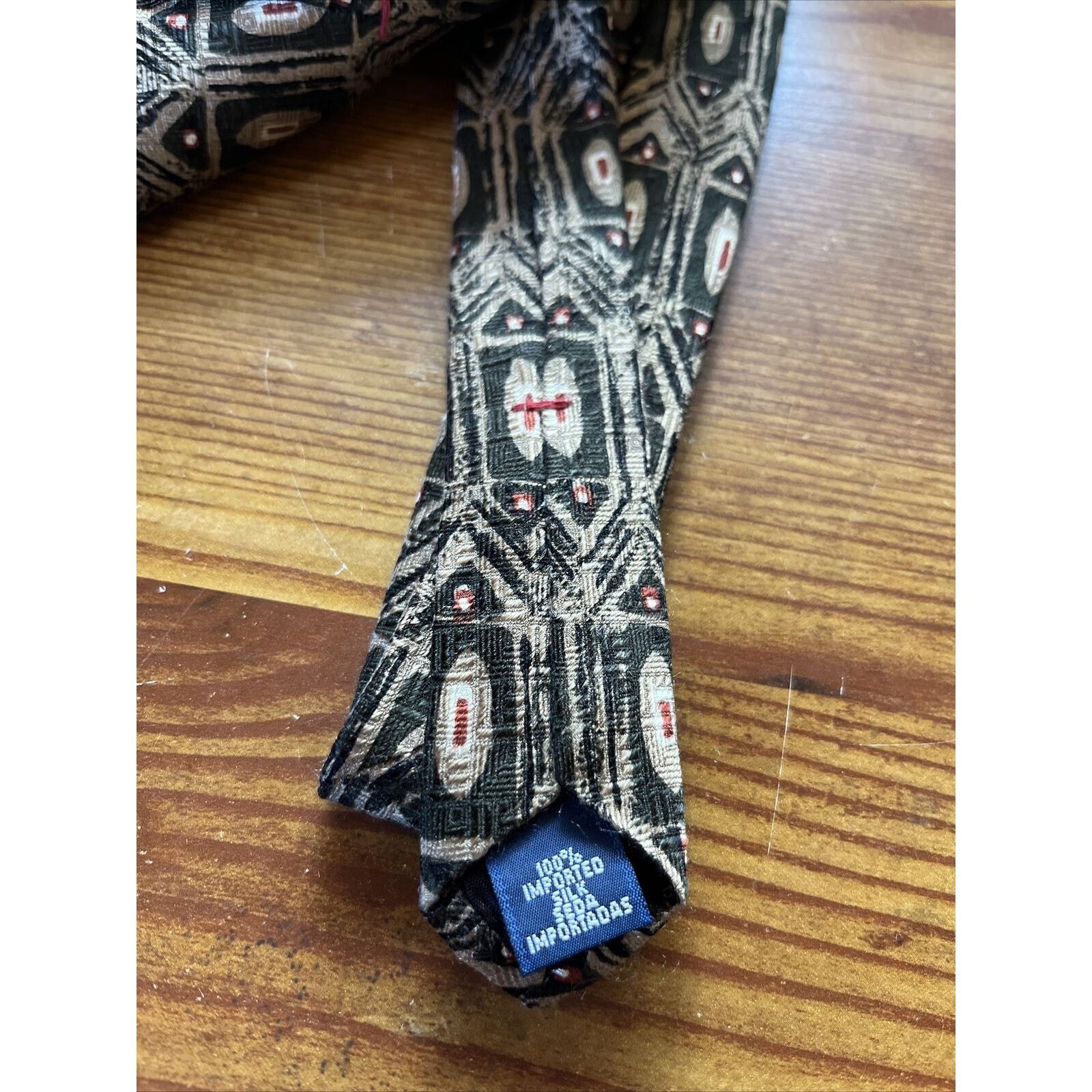 Other Gianfranco Ruffini Men’s beige Funky Neck Tie Peacock Silk Size ONE SIZE - 3 Thumbnail