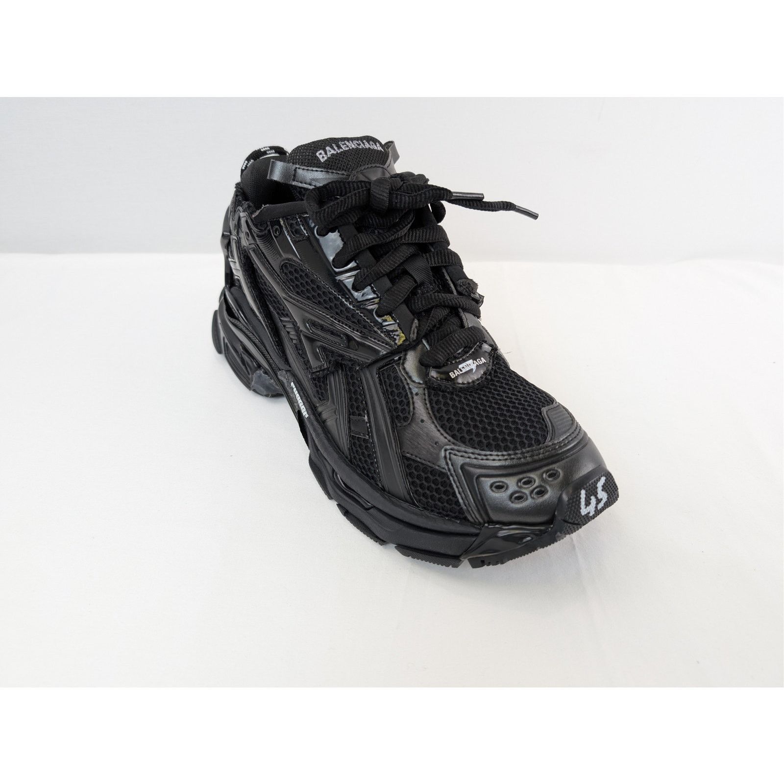 Balenciaga o1rshd1 Monocolor Mesh Rubber Runner Sneakers in Black Size US 12 / EU 45 - 3 Thumbnail