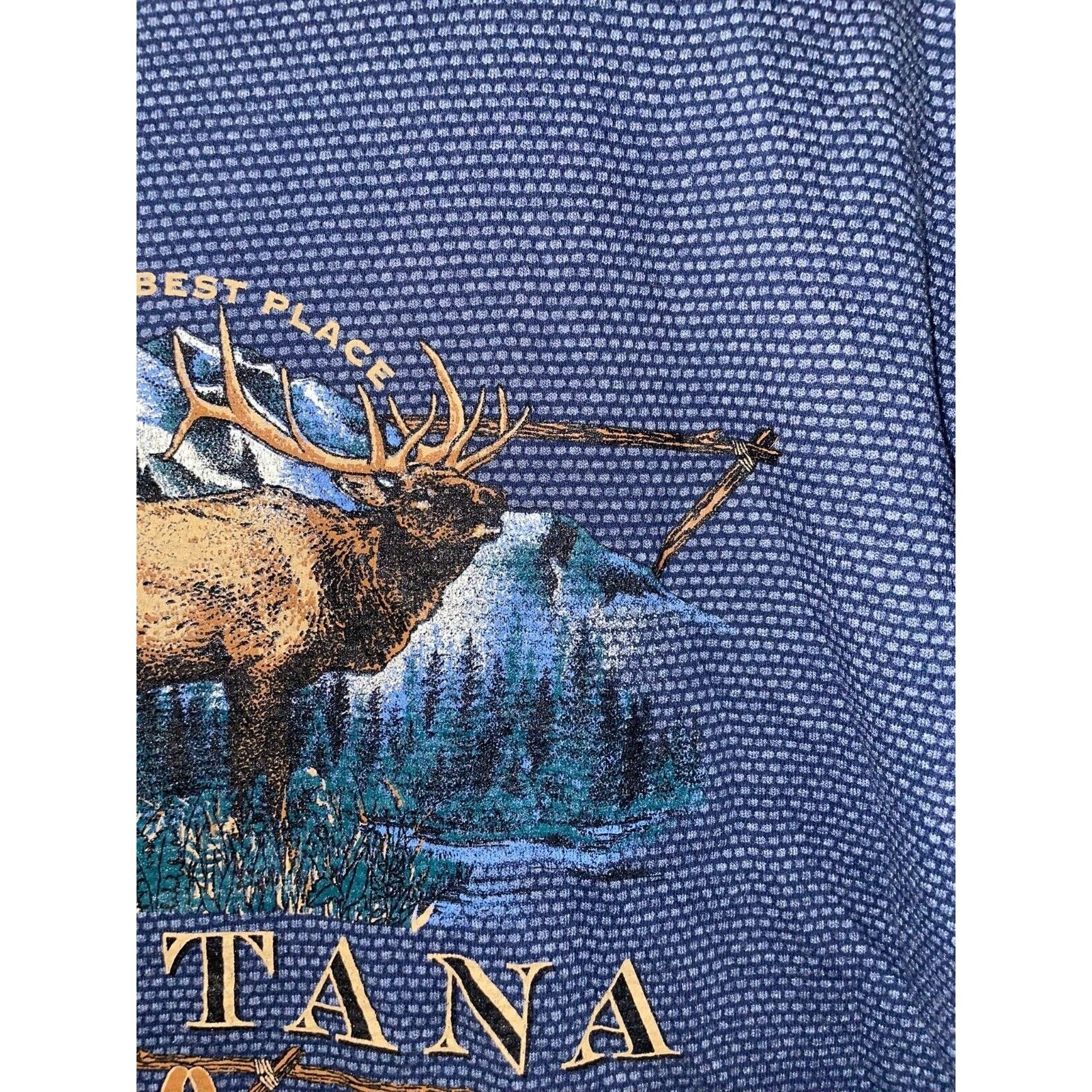 Vintage 90s Montana MT The Last Best Place Elk Animal Shirt 1990s L Size US L / EU 52-54 / 3 - 3 Thumbnail