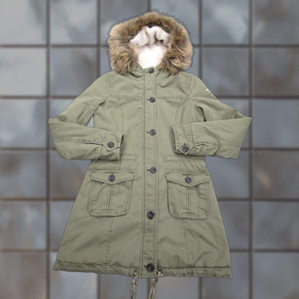 Abercrombie & Fitch VINTAGE Abercrombie & Fitch Jacket Parka Coat Fur Hoodie Lined S Green Womens Size S / US 4 / IT 40 - 1 Thumbnail
