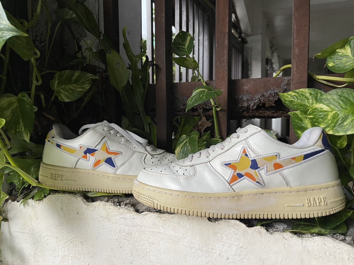 Bape Sta Nigo Leather Multicolor Shoes in White, Men's (Size 9.5)