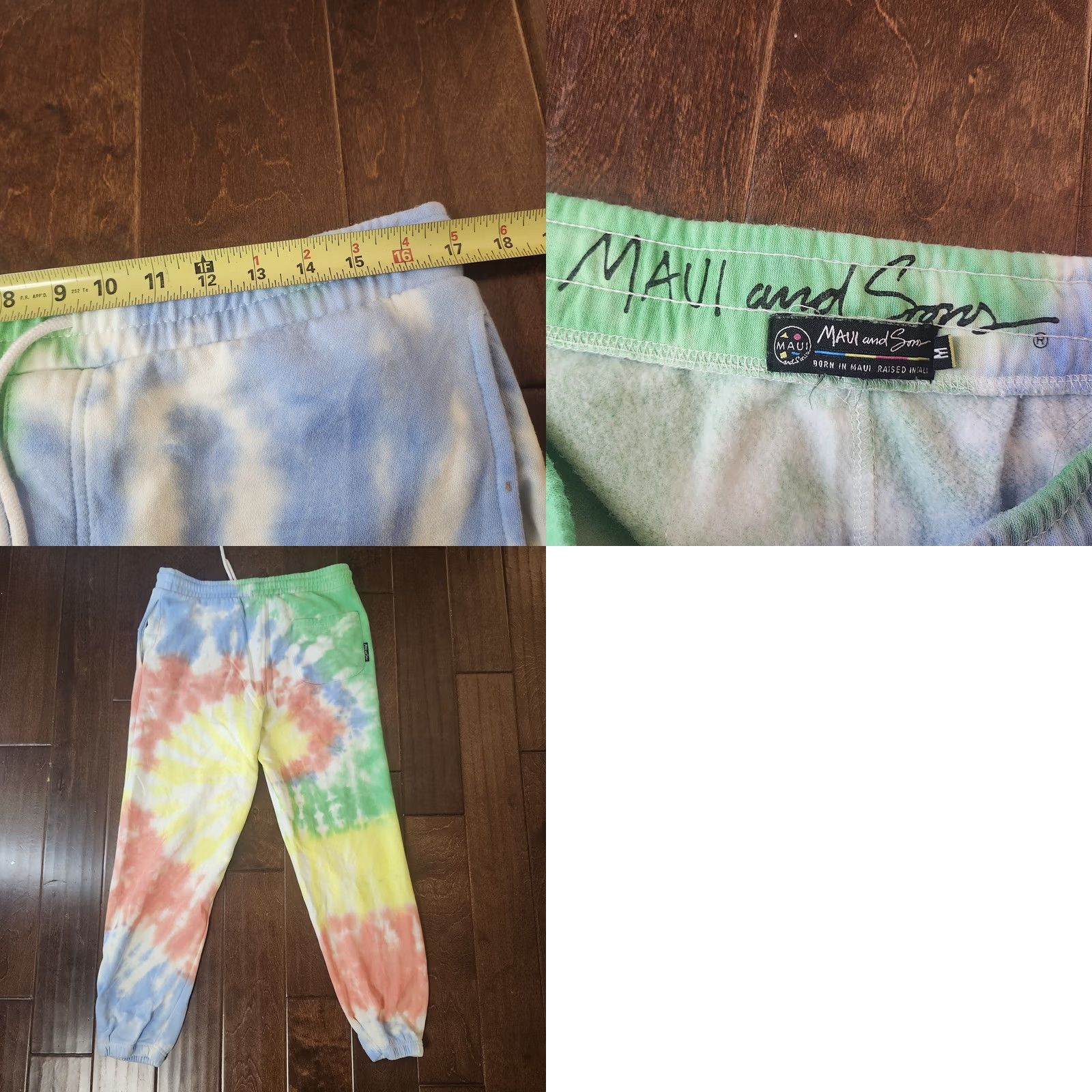 Rainbow Maui and Sons Tie Dye Jogger Sweatpants Mens Medium Rainbow Lounge Pants Regular Fit with Pockets Size US 31 - 9 Thumbnail