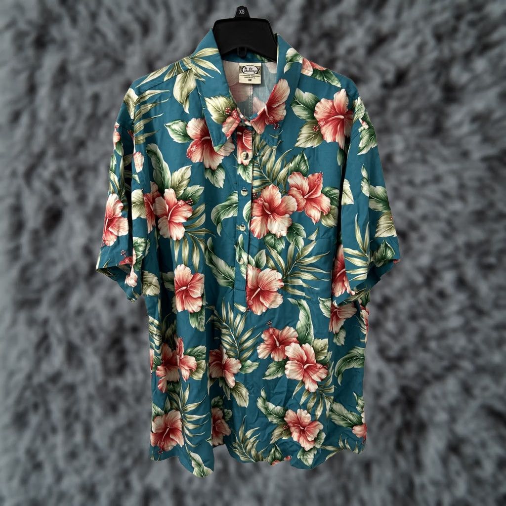 Vivobarefoot VINTAGE Go Barefoot Hawaiian Shirt Men 3XL Blue Floral Print Button Down Short Sleeve Casual Nant Size US XXL / EU 58 / 5 - 1 Thumbnail