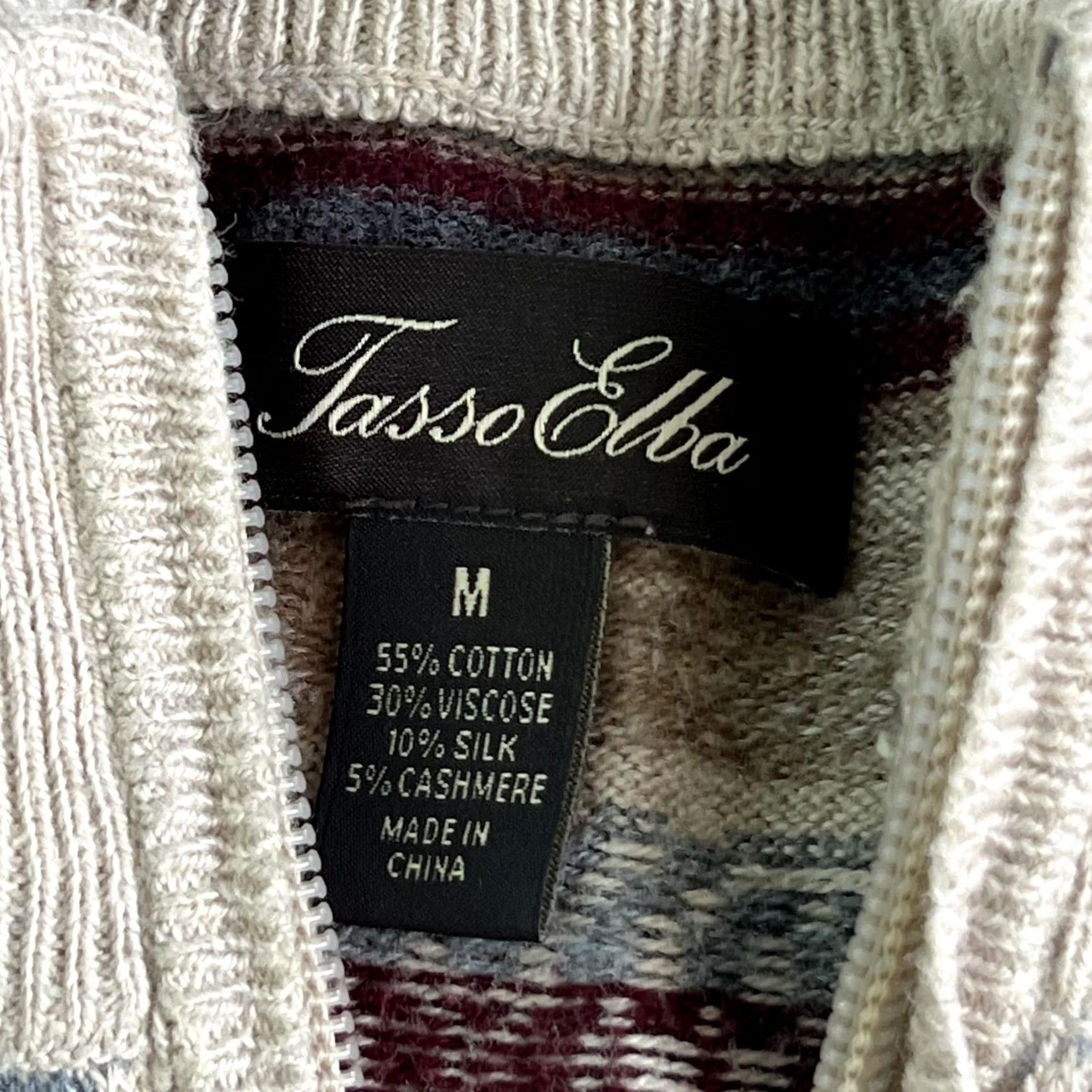 Tasso Elba Tasso Elba Sweater Mens M 1/4 Zip Mock Neck Striped Pullover Knit Soft Size US M / EU 48-50 / 2 - 4 Thumbnail