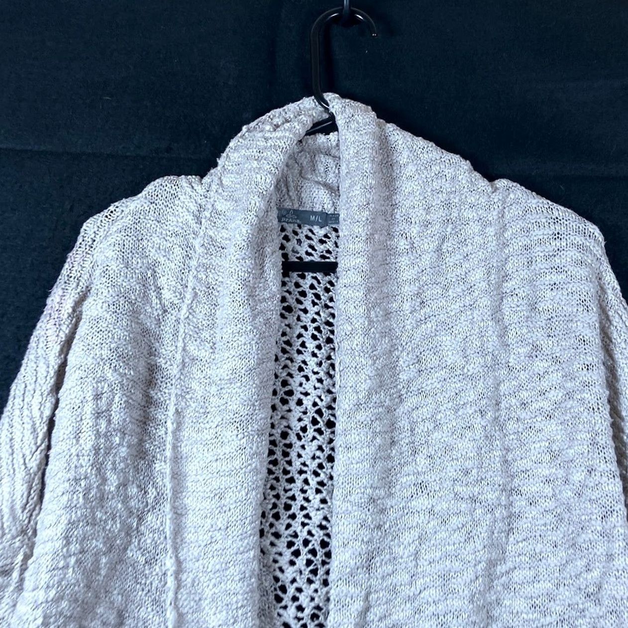 Prana prAna Womens Sweater Open-Knit Cardigan Tan 100% Cotton M/L Geometric Knit Casual Warmth Boho Vintage? Size M / US 6-8 / IT 42-44 - 2 Thumbnail