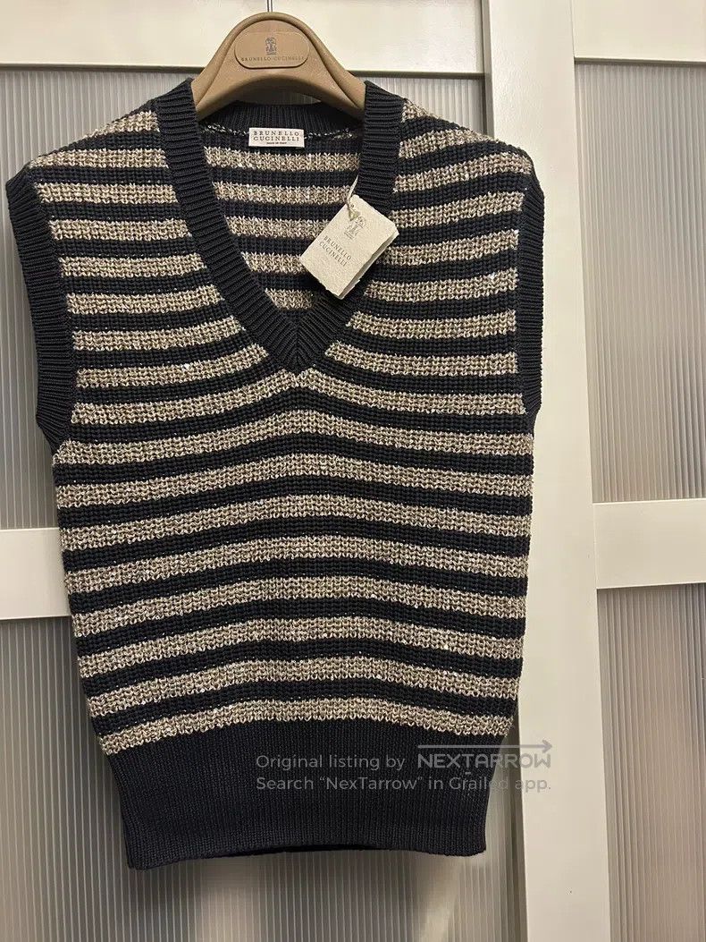 Brunello Cucinelli Brunello Cucinelli 100% Cotton Vest with Fine Glitter Size M / US 6-8 / IT 42-44 - 1 Thumbnail