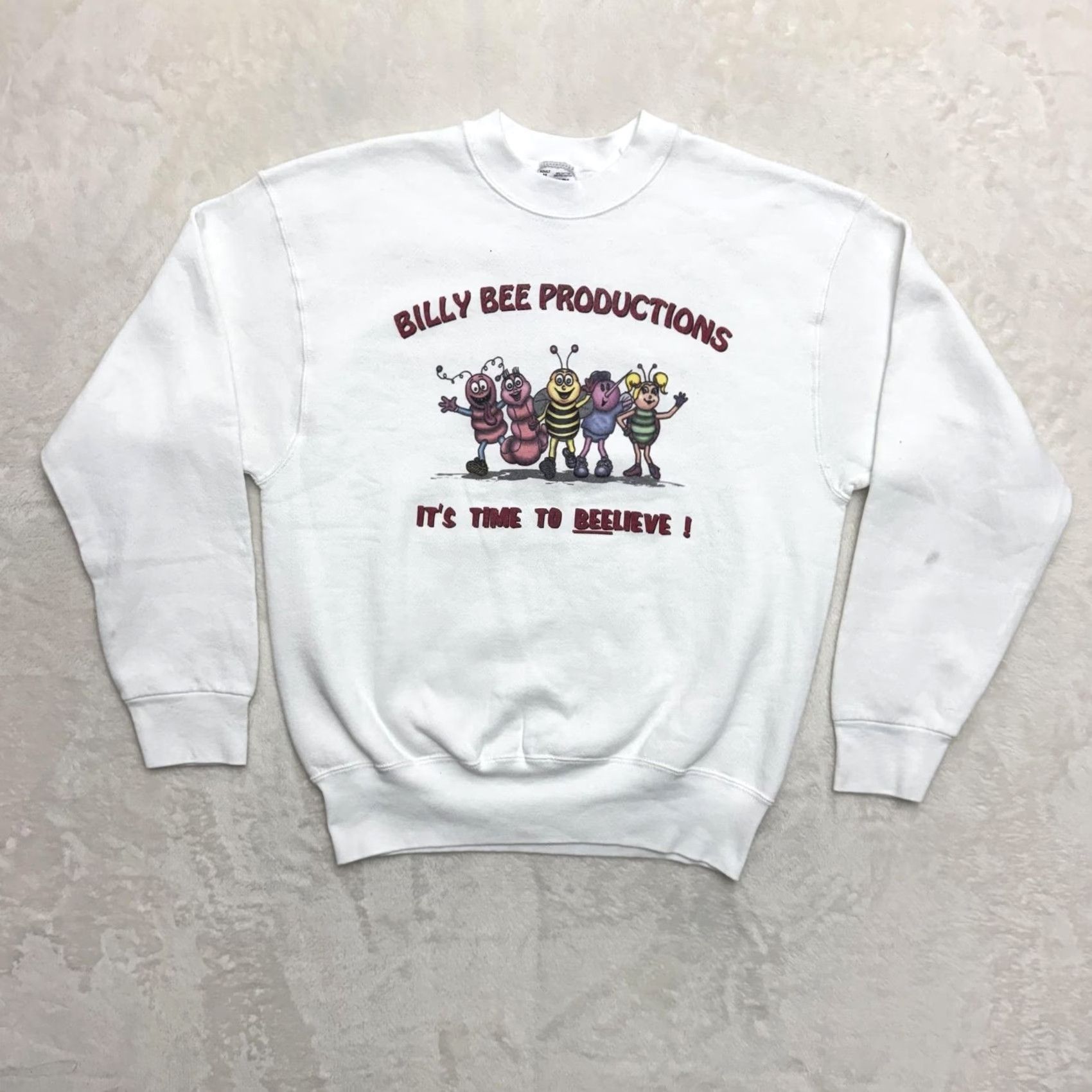 Fruit Of The Loom VINTAGE Billy Bee Productions Sweatshirt Mens M White Graphic Print 90s Size US M / EU 48-50 / 2 - 2 Thumbnail
