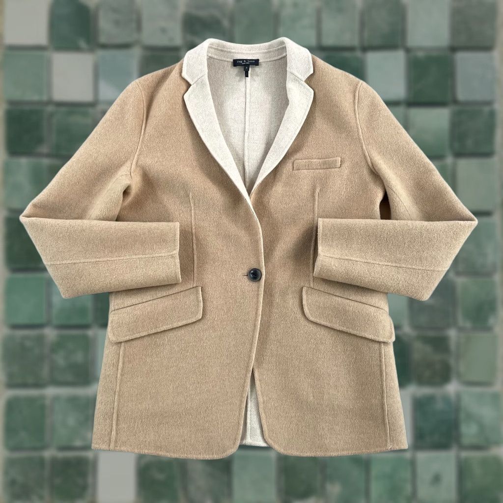 Rag & Bone rag & bone Margot Blazer Women 4 Sand Wool Blend Front Button Pockets Denim? Size S / US 4 / IT 40 - 1 Thumbnail