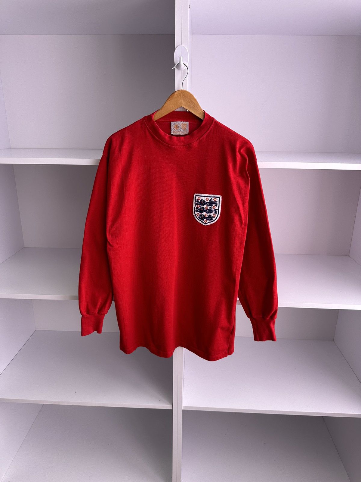image of Vintage England Football Toffs 80's Heavy Long Sleeve in Red, Men's (Size Large)