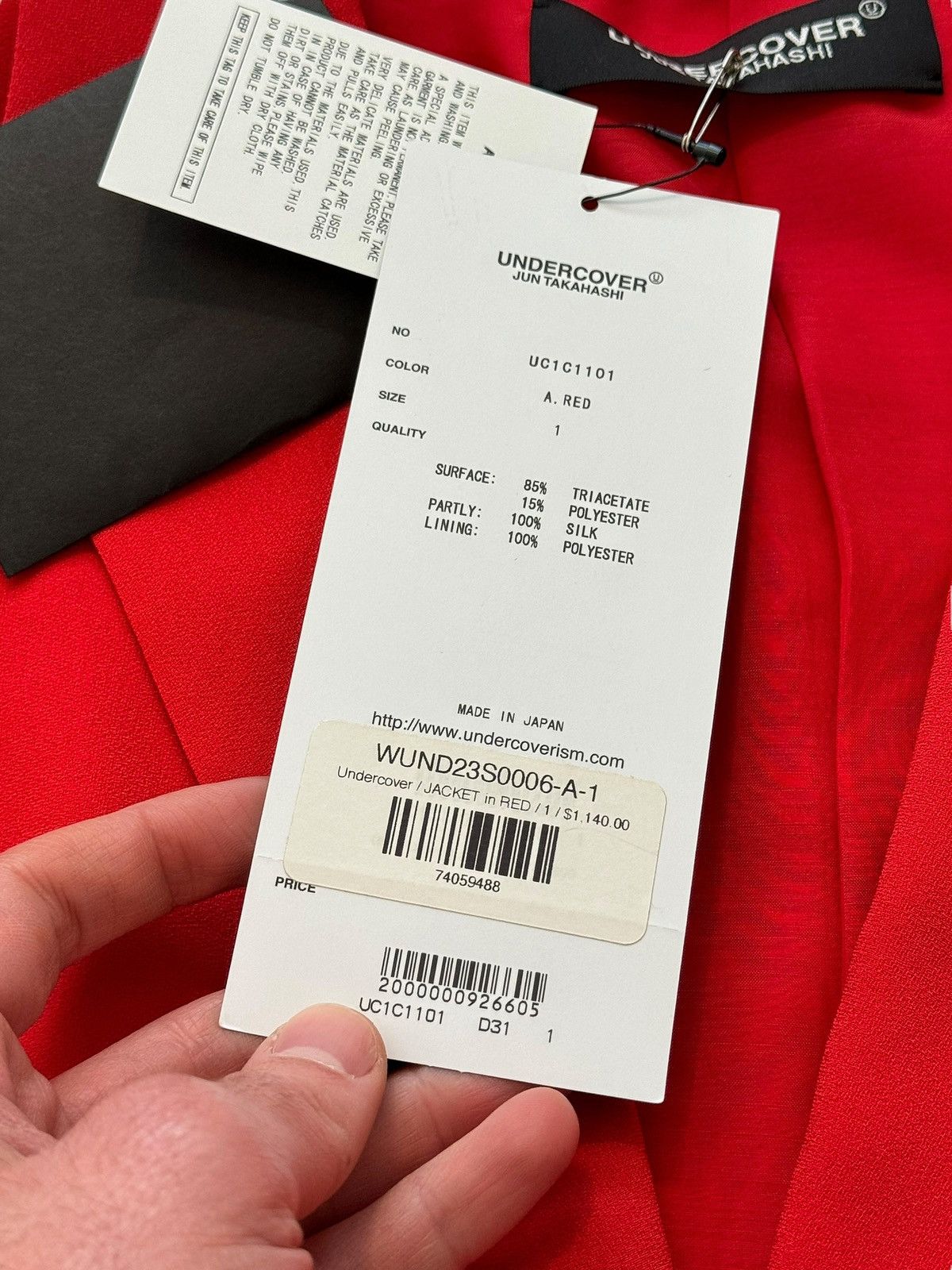Undercover (Sz 1) $1,140 Silk Acetate Split Deconstructed Red Blazer Size S / US 4 / IT 40 - 12 Thumbnail