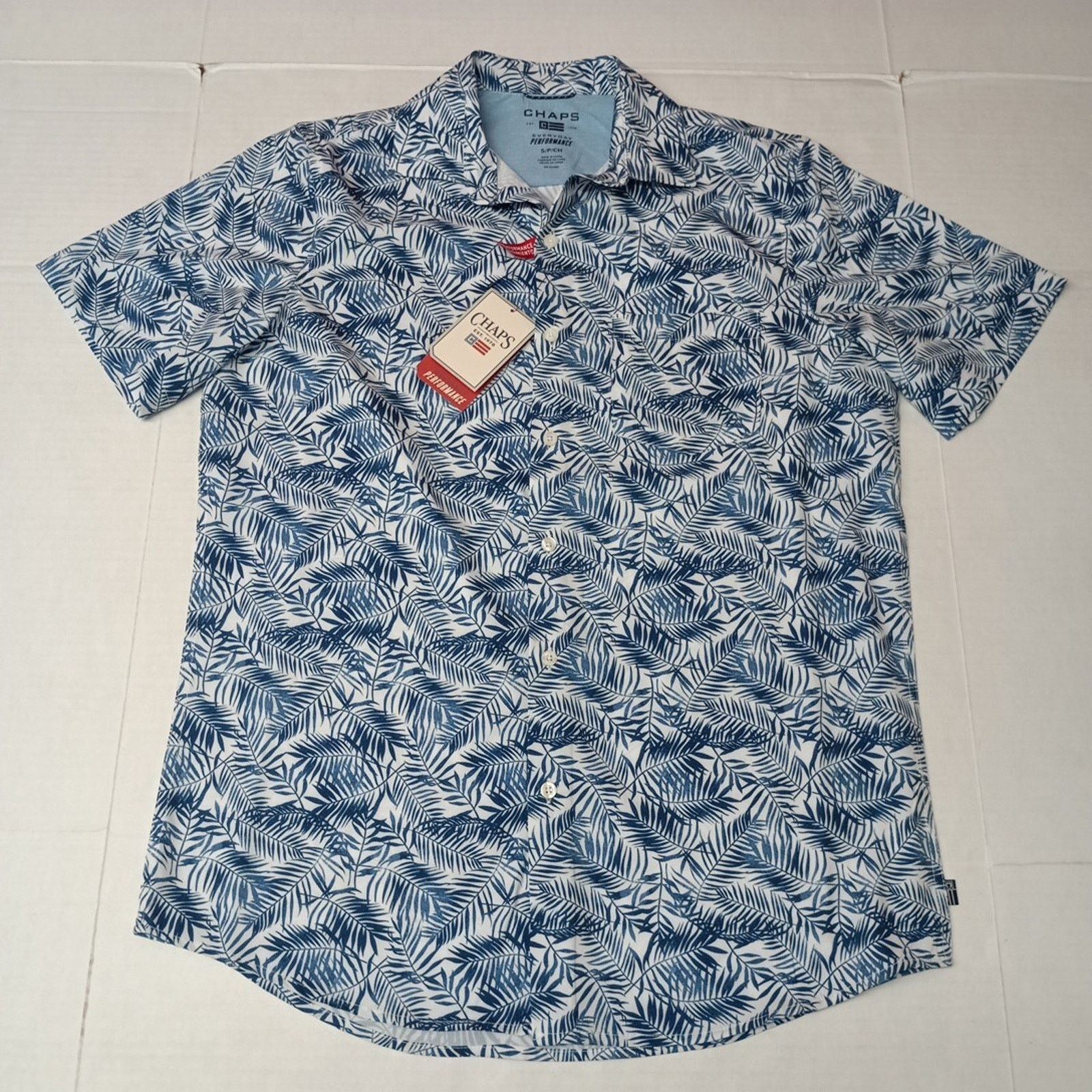 Chaps Chaps Woven Shirt Men's Size S Blue Floral Stretch UPF 50 Size US S / EU 44-46 / 1 - 1 Thumbnail