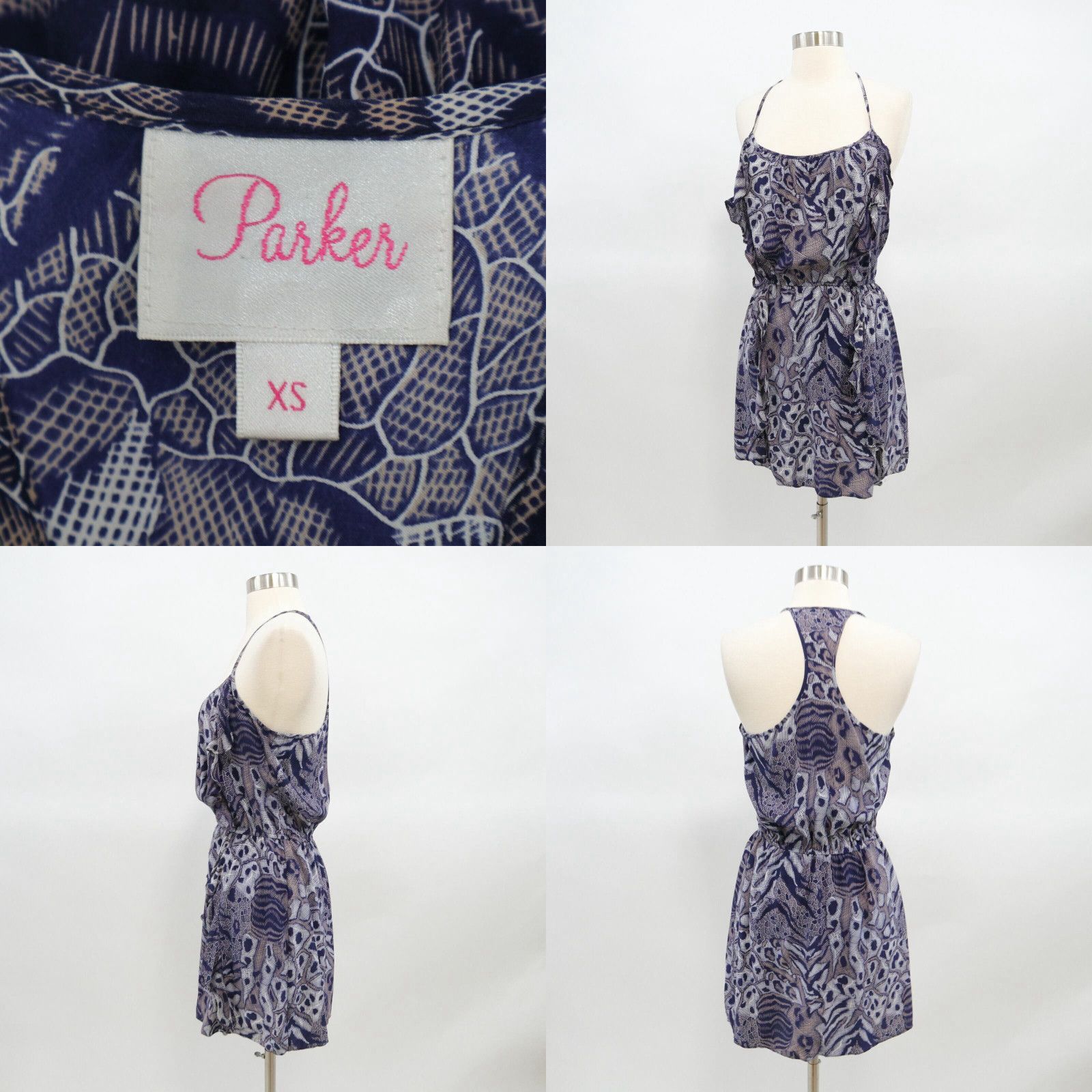 Parker Silk ruffled racerback Sundress deals minidress size M