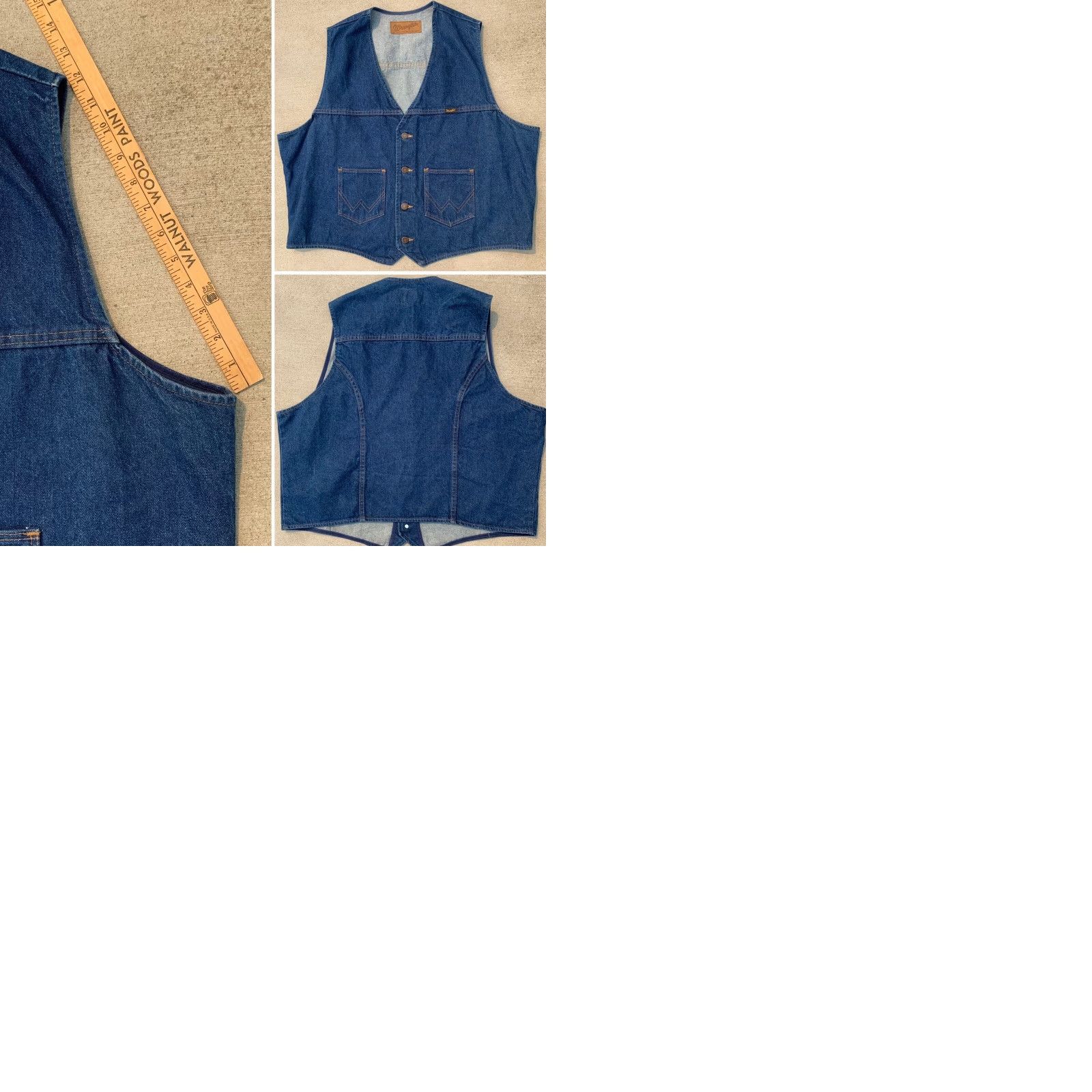Wrangler VINTAGE Wrangler M-159 Western Jacket Vest 2XL Denim Blue Mens Western Wrangler Authentic Western Jacket 1990s Size US 39 - 9 Thumbnail