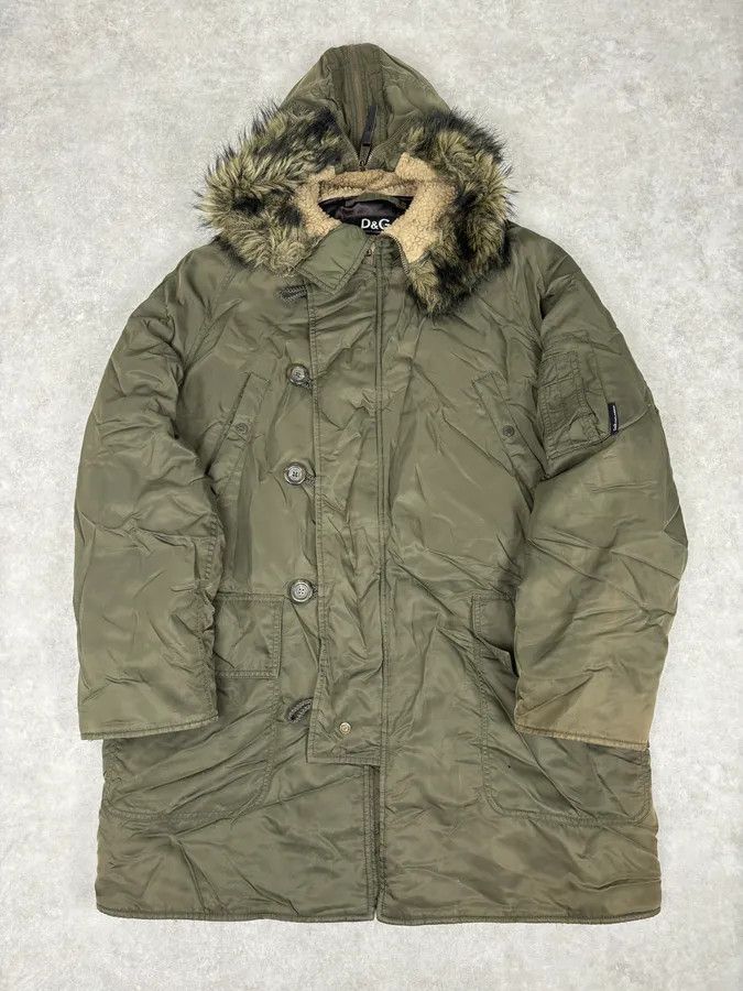 Dolce & Gabbana AW2003 Dolce & Gabbana Military Green Hooded Long Aviator Jacket Size US M / EU 48-50 / 2 - 1 Thumbnail