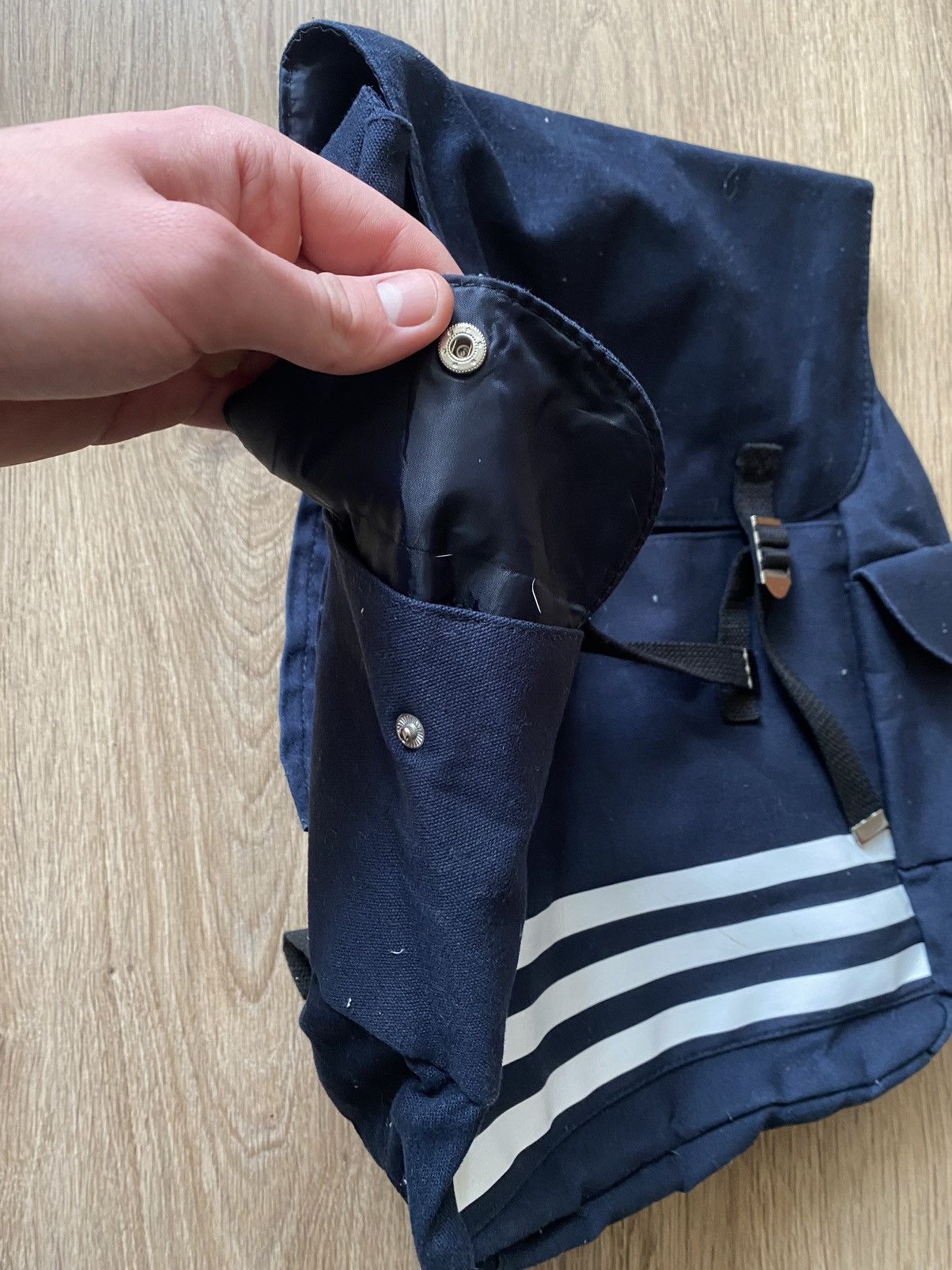Jean Paul Gaultier × Vintage JPG Jean Paul Gaultier canvas backpack navy striped Size ONE SIZE - 6 Thumbnail
