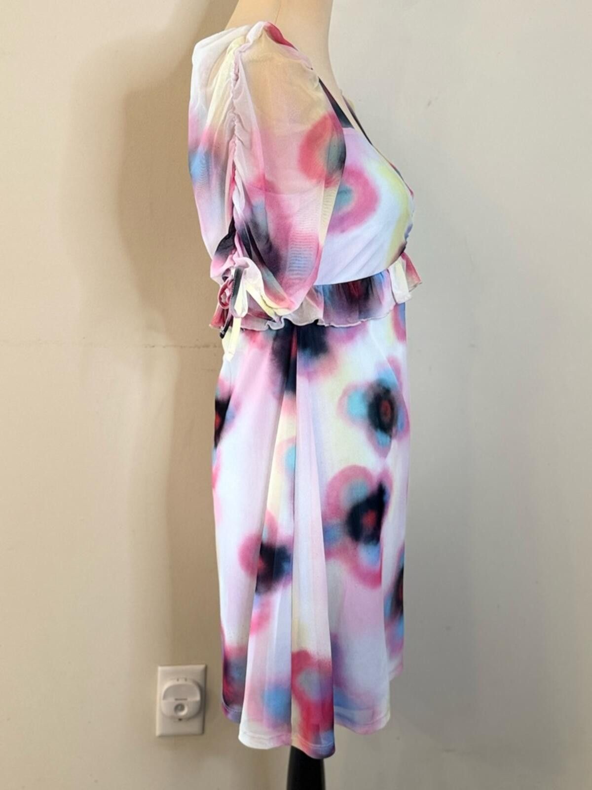 Topshop TOPSHOP mesh floral ruffled midi dress pastel dainty SZ 8-10 Size M / US 6-8 / IT 42-44 - 2 Thumbnail