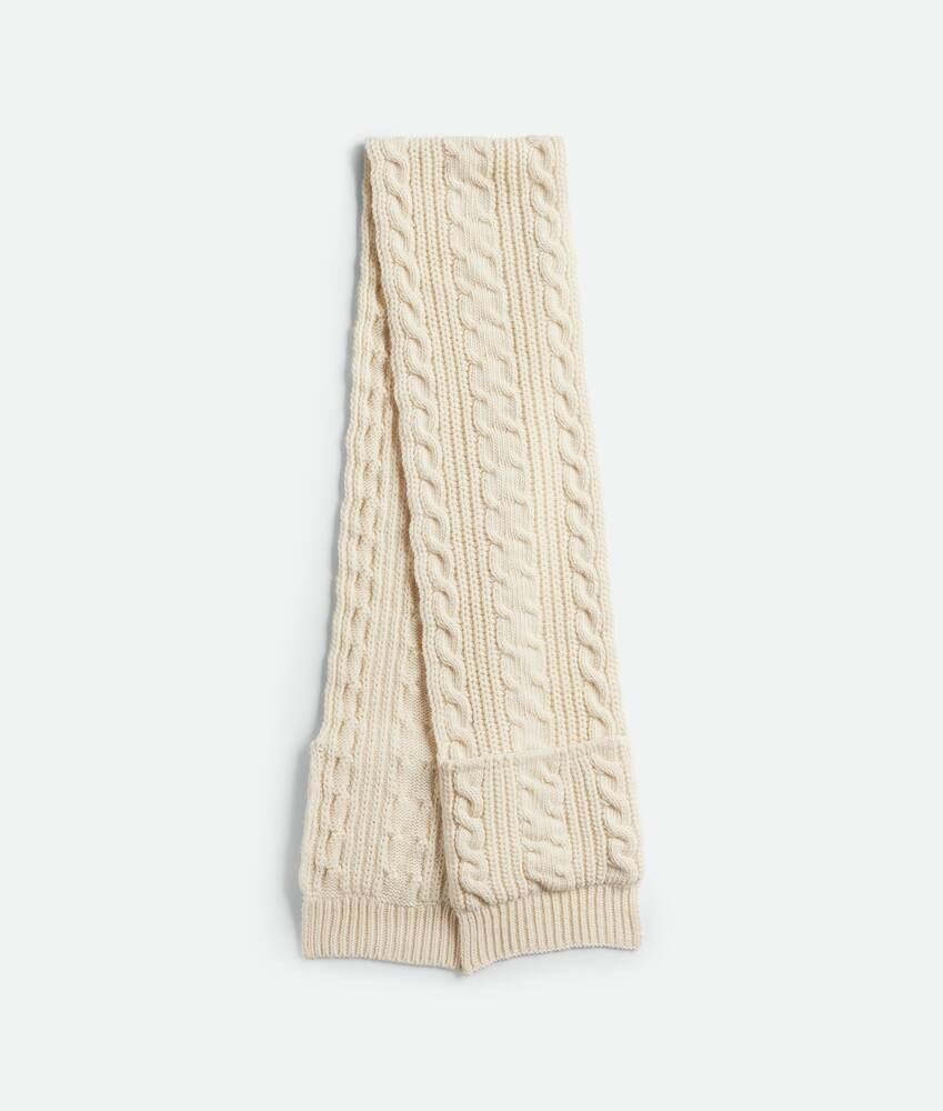 Bottega Veneta Wool Cable Knit Scarf Cream Size ONE SIZE - 1 Preview