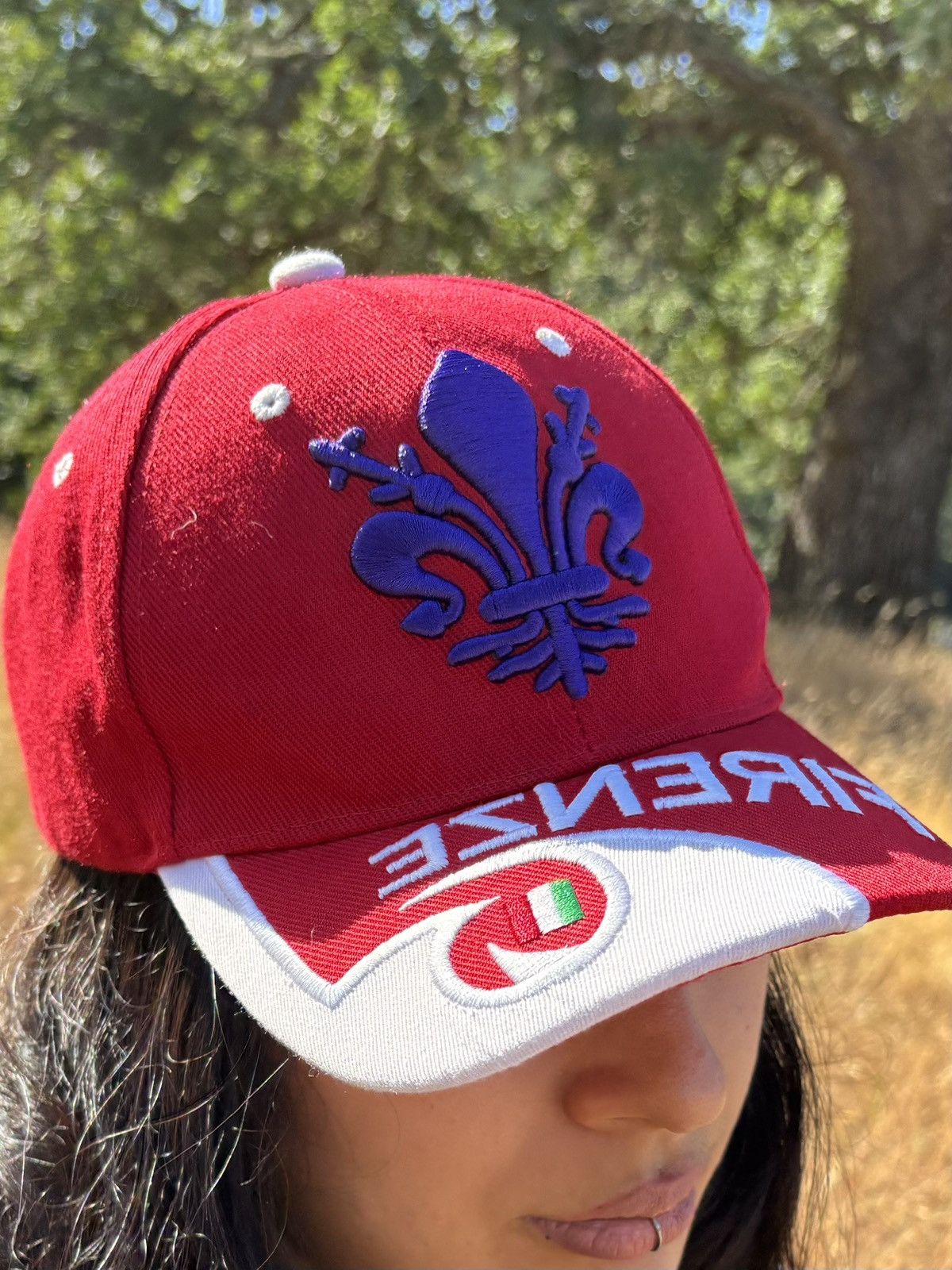Other Firenze Red Cap w/ Embroidery & Italian Flag – Adjustable Size ONE SIZE - 2 Thumbnail