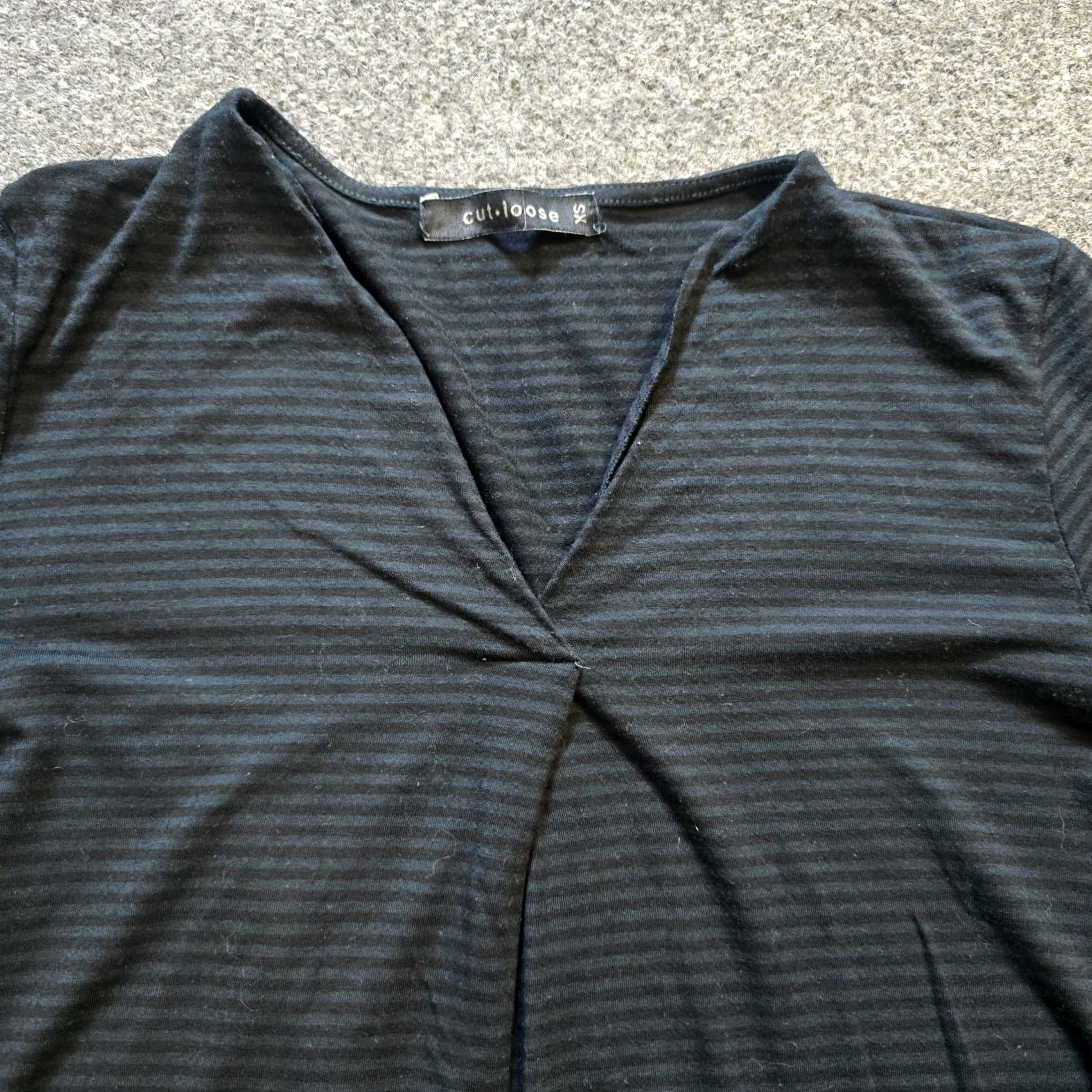 Vintage Cutloose Top Womens XS Black Gray Striped Long Sleeve Tunic Casual Shirt Blouse Size XS / US 0-2 / IT 36-38 - 2 Thumbnail