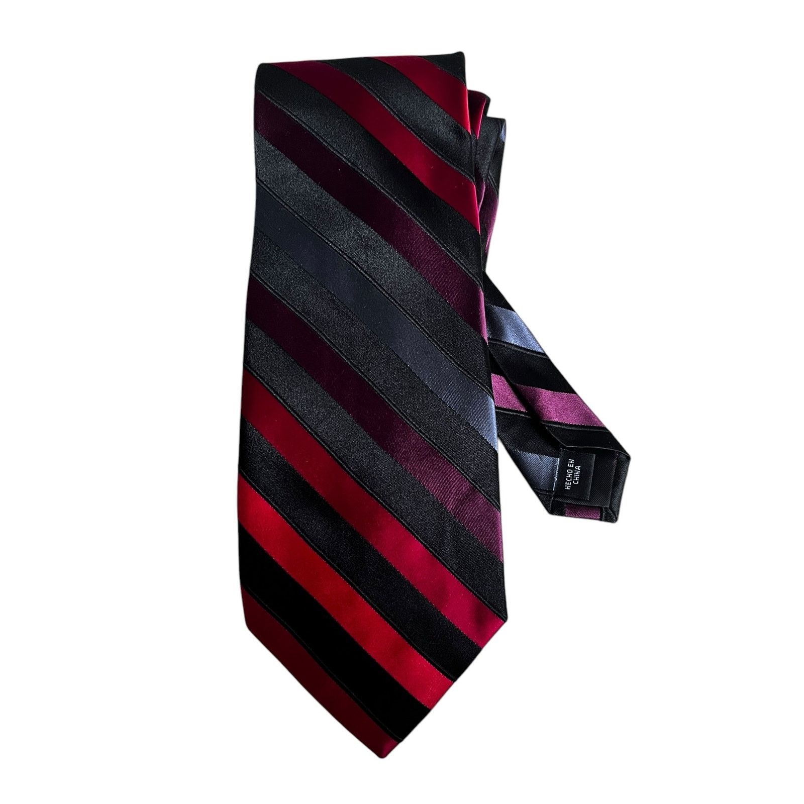 Kenneth Cole Kenneth Cole Reaction men’s 100% Silk Black Red Stripes Tie Size ONE SIZE - 2 Thumbnail