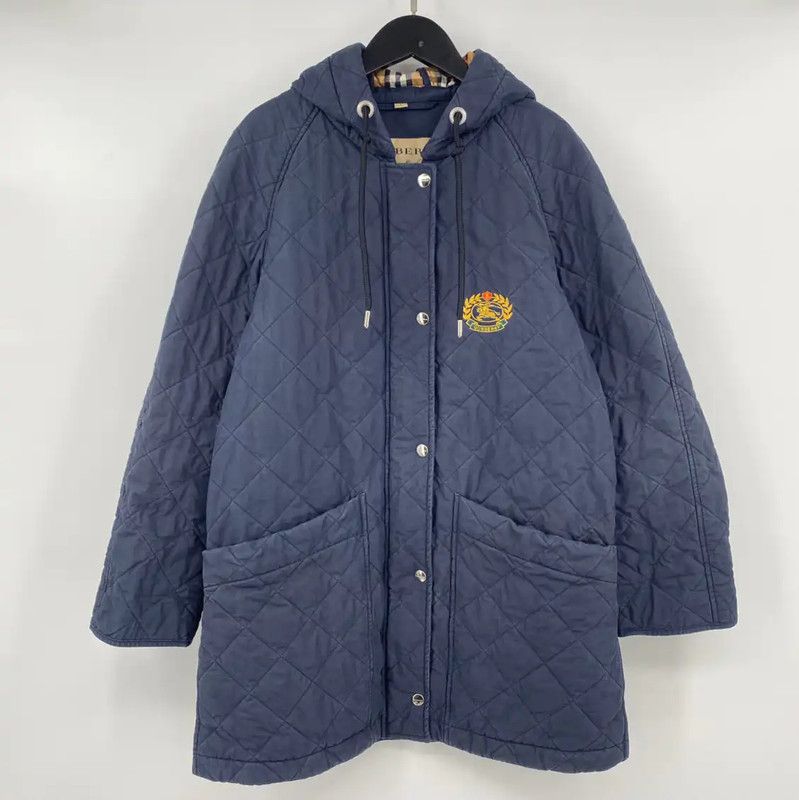 Burberry Burberry Winter Quilted Navy Blue Cotton Coat Size S / US 4 / IT 40 - 1 Thumbnail