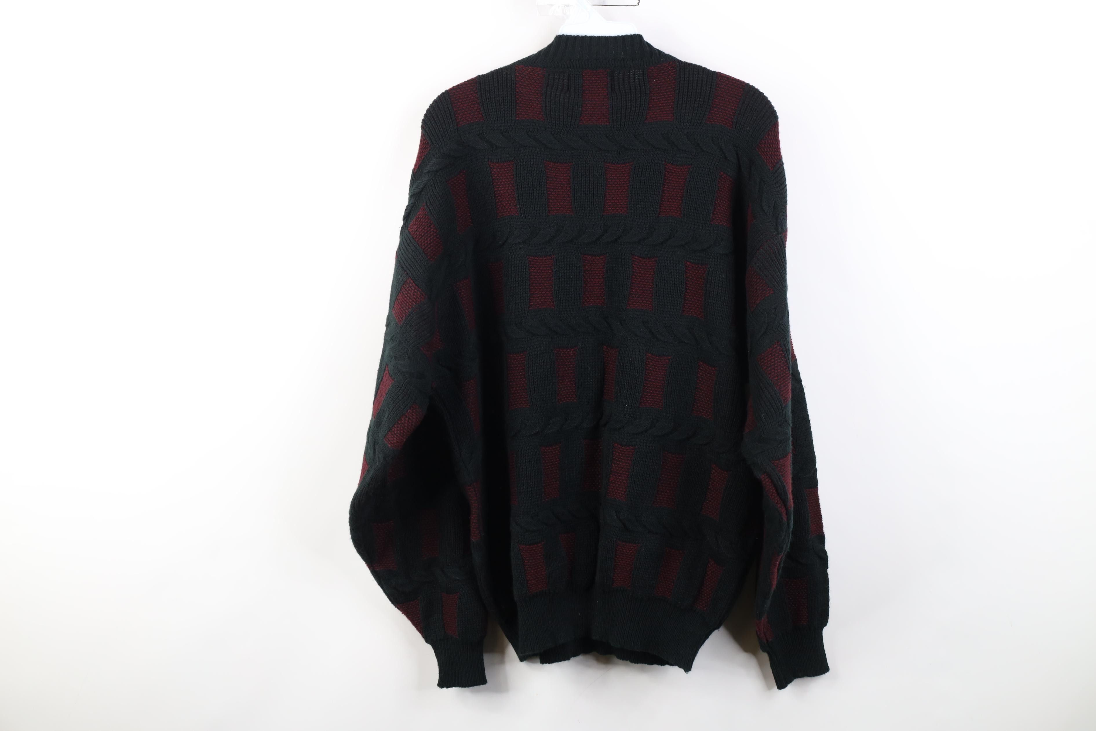 Vintage Vintage 90s Streetwear Checkered Ribbed Cable Knit Sweater Size L / US 10 / IT 46 - 7 Thumbnail