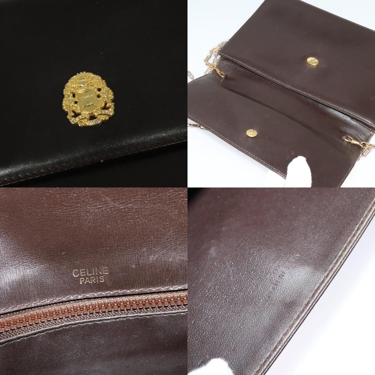 Celine CELINE Chain Shoulder Bag Leather Brown Gold Size ONE SIZE - 11 Thumbnail