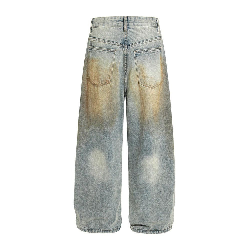Vintage Men's loose ink-splashed straight distressed dirty jeans Size US 34 / EU 50 - 2 Thumbnail