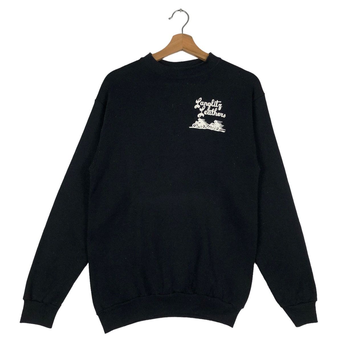Japanese Brand Vintage Sweatshirt Langlitz Leather Usa Cafe Racer Big Logo Size US S / EU 44-46 / 1 - 1 Thumbnail